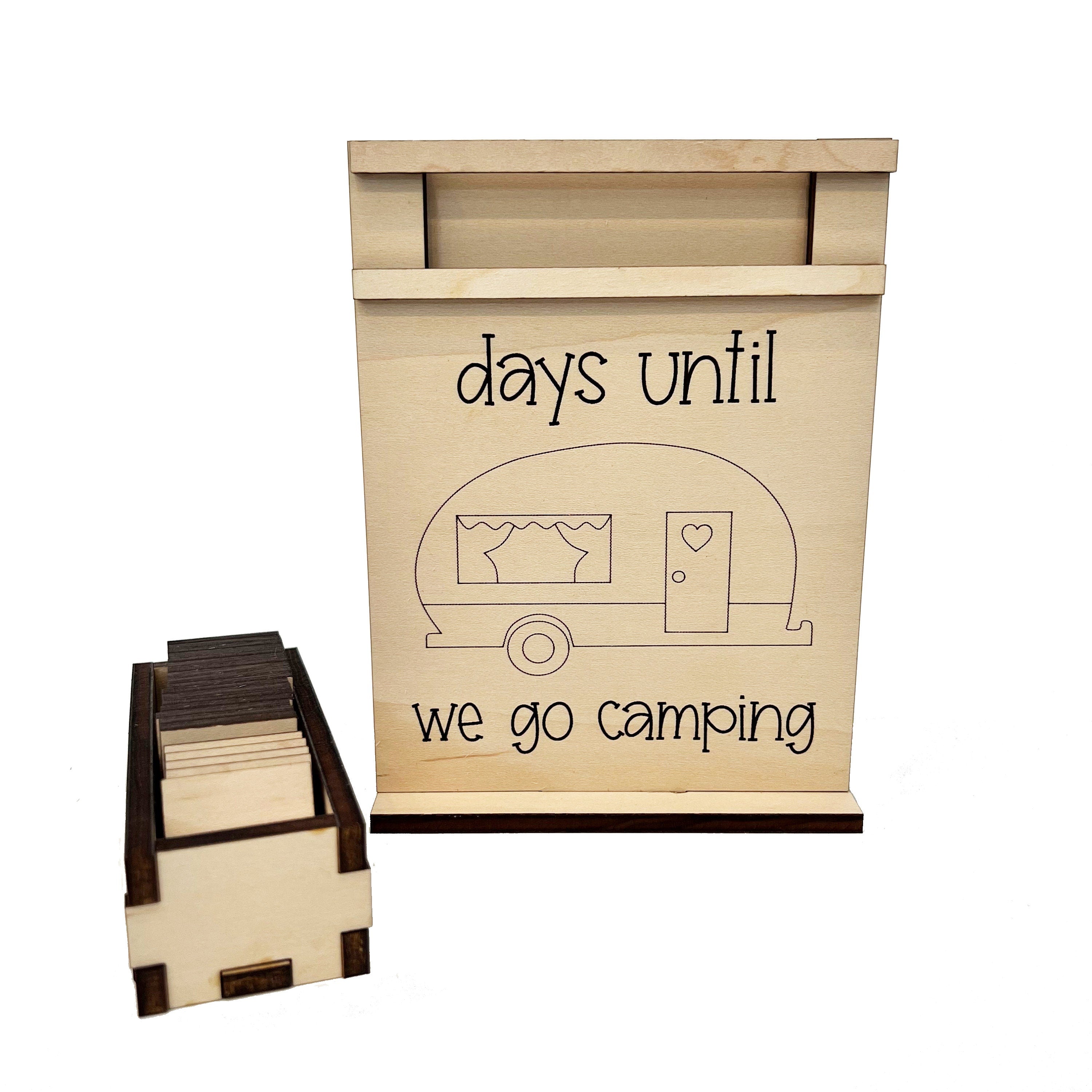 Days Until We Go Camping Wood Countdown