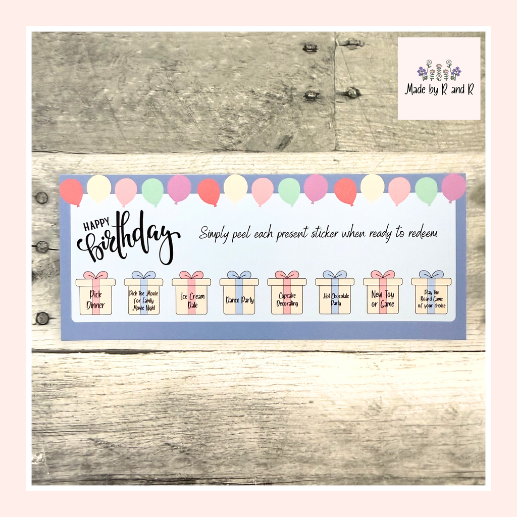 Birthday Certificate For Young Children with Peelable Present Stickers From Made By R And R