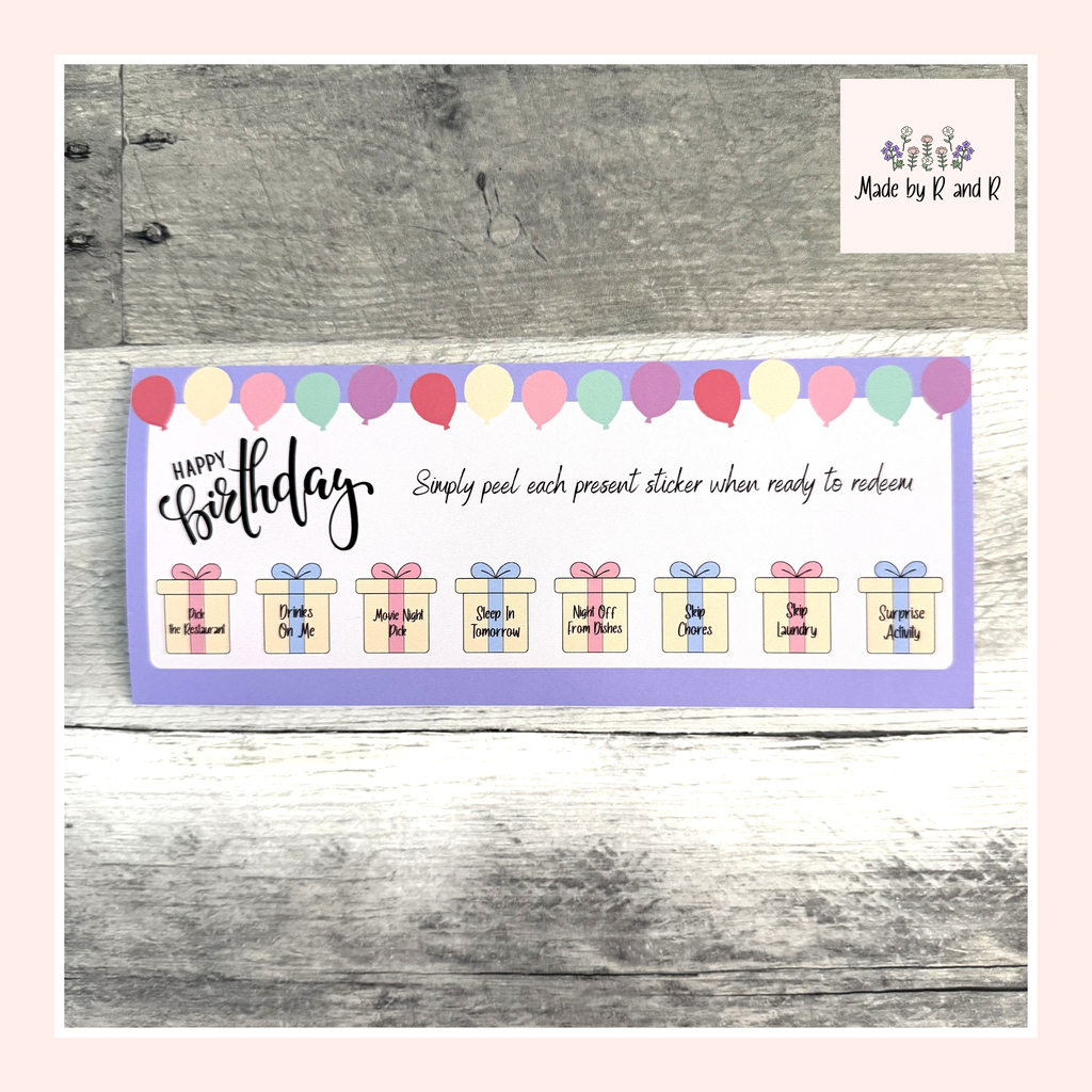 Birthday Certificate For Adults with Peelable Present Stickers From Made By R And R