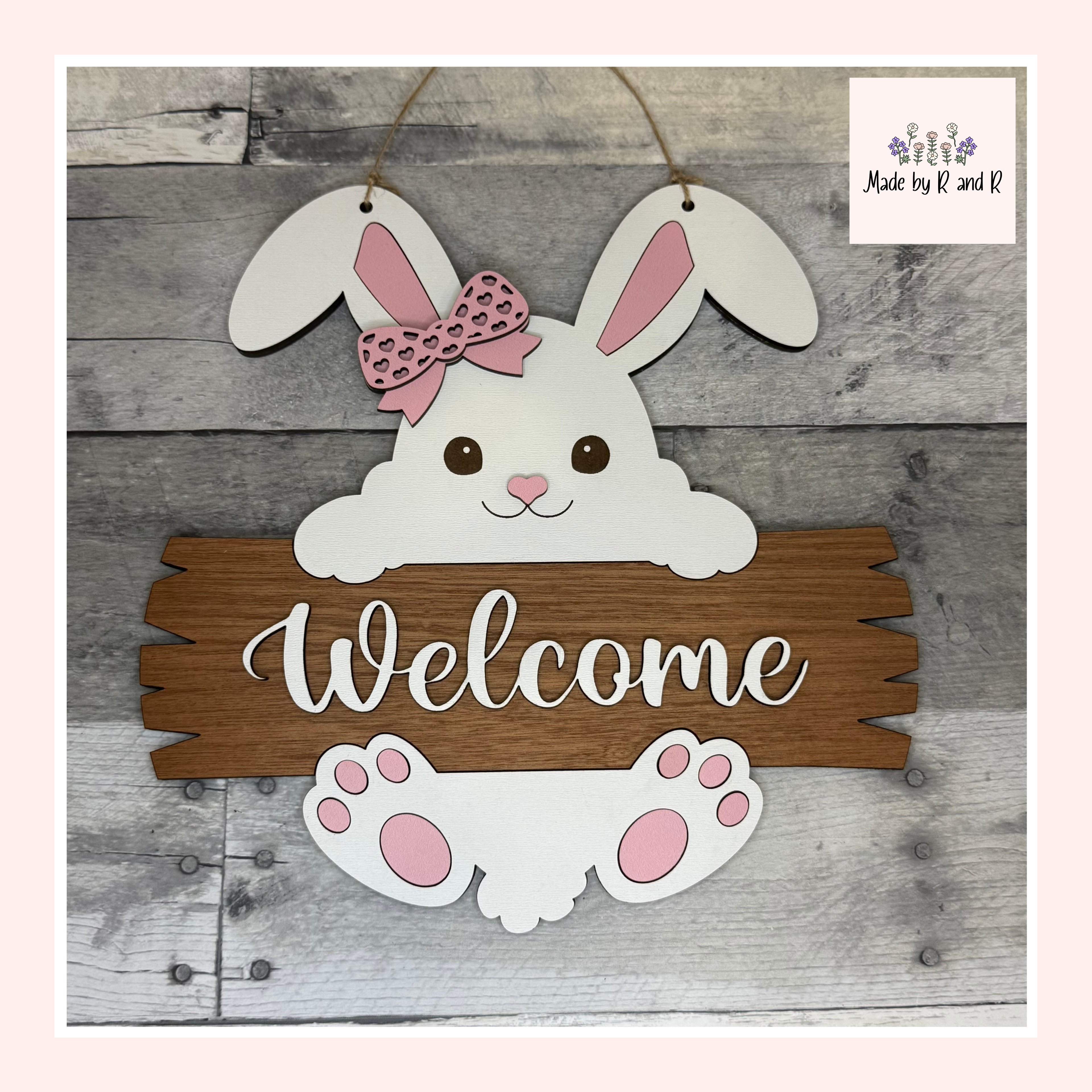 Bunny Welcome Wood Sign