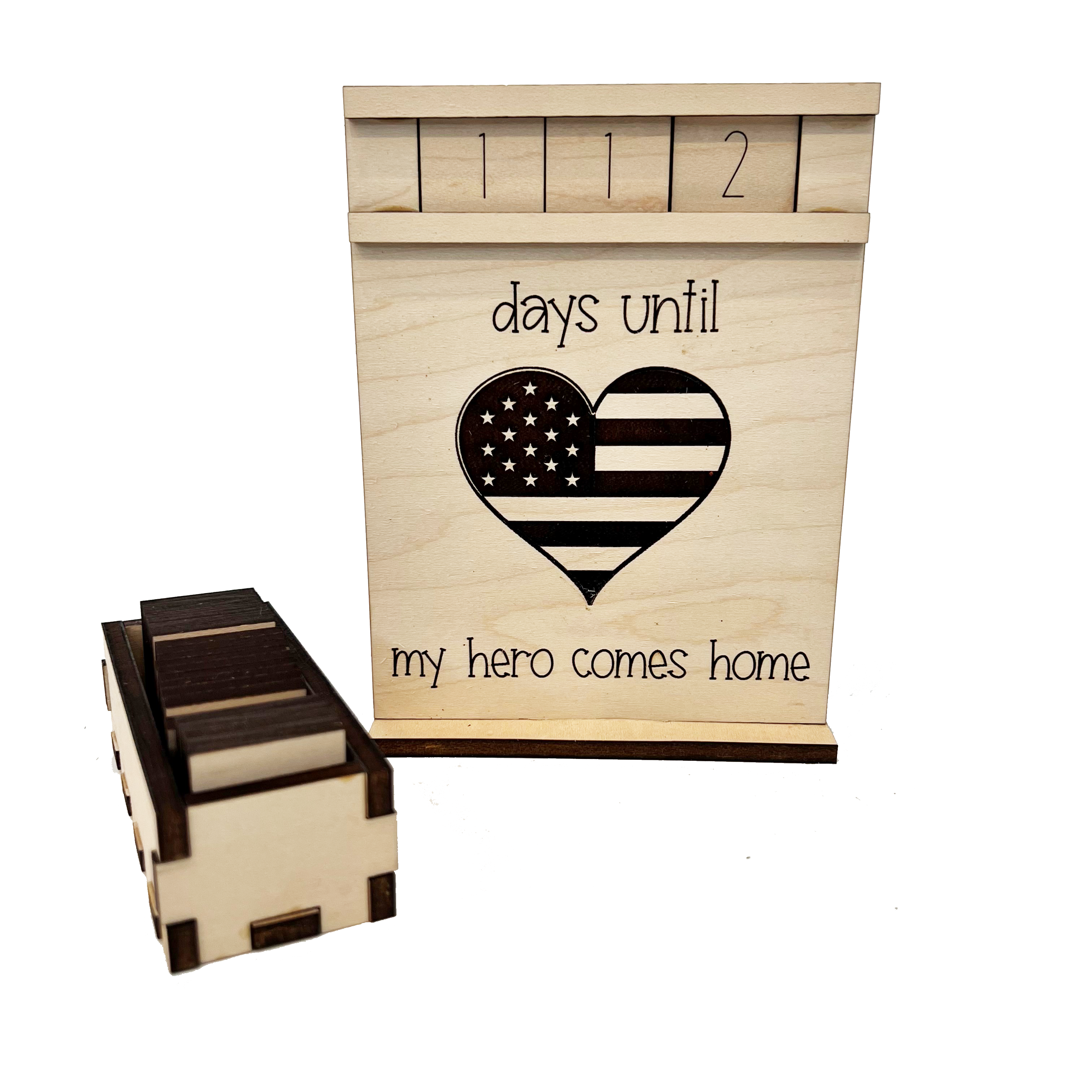 Days Until Daddy/Mommy/My Hero Comes Home Wood Countdown From Made By R And R