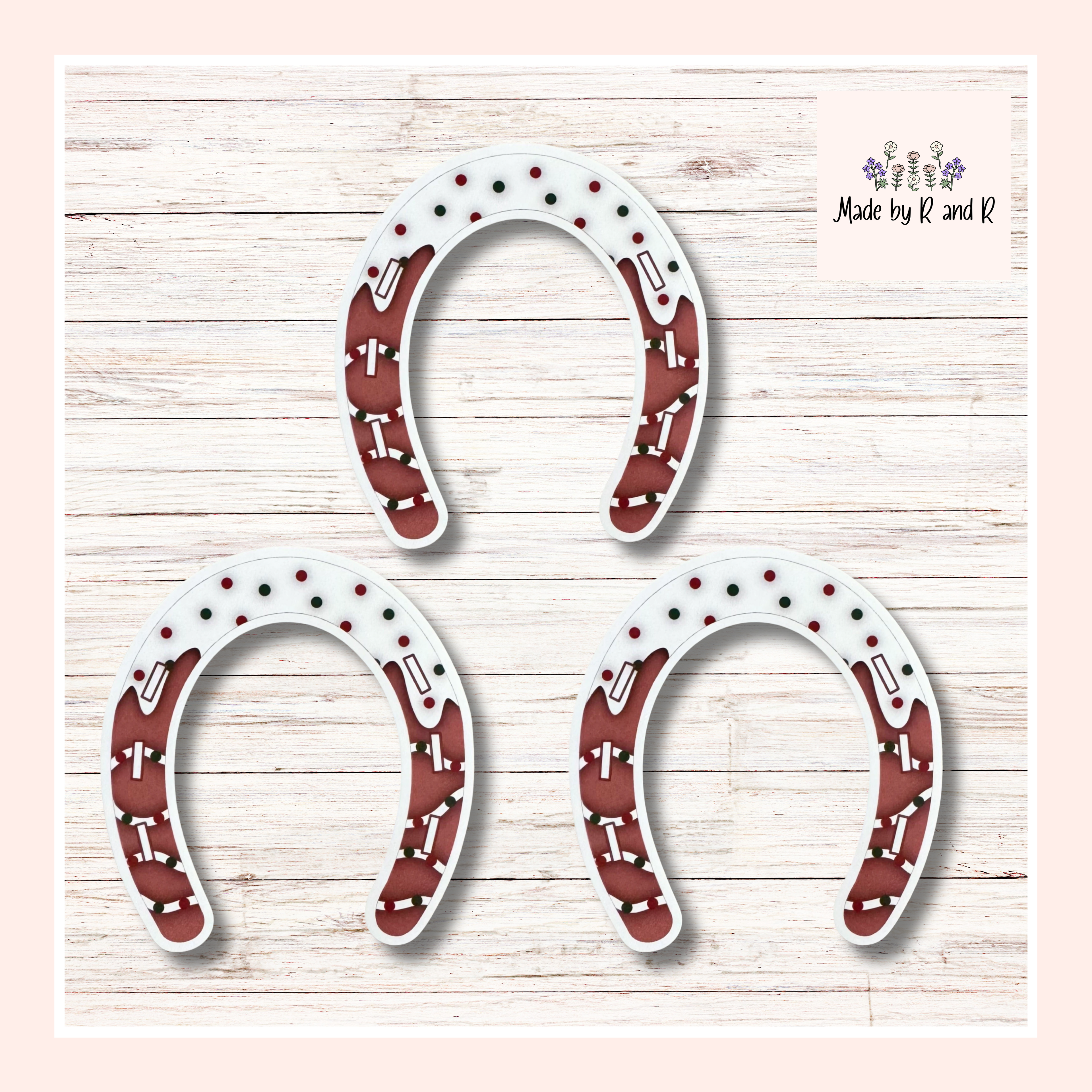 Horseshoe Christmas Cookie Sticker Set of 3