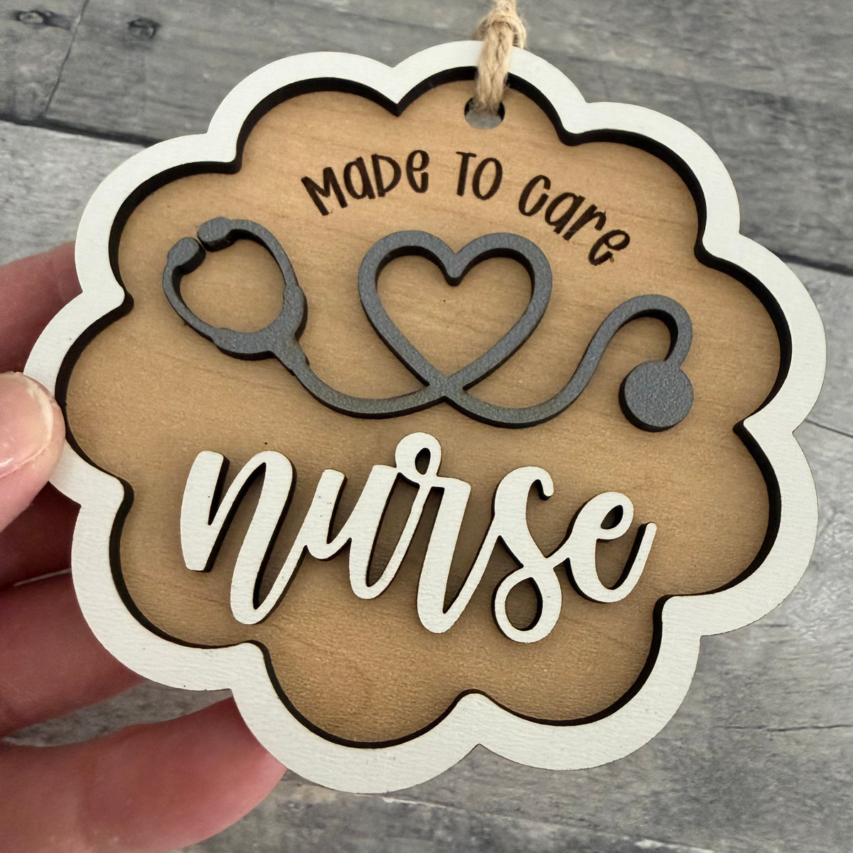 Made To Care RN or Nurse Wood Ornament From Made By R And R