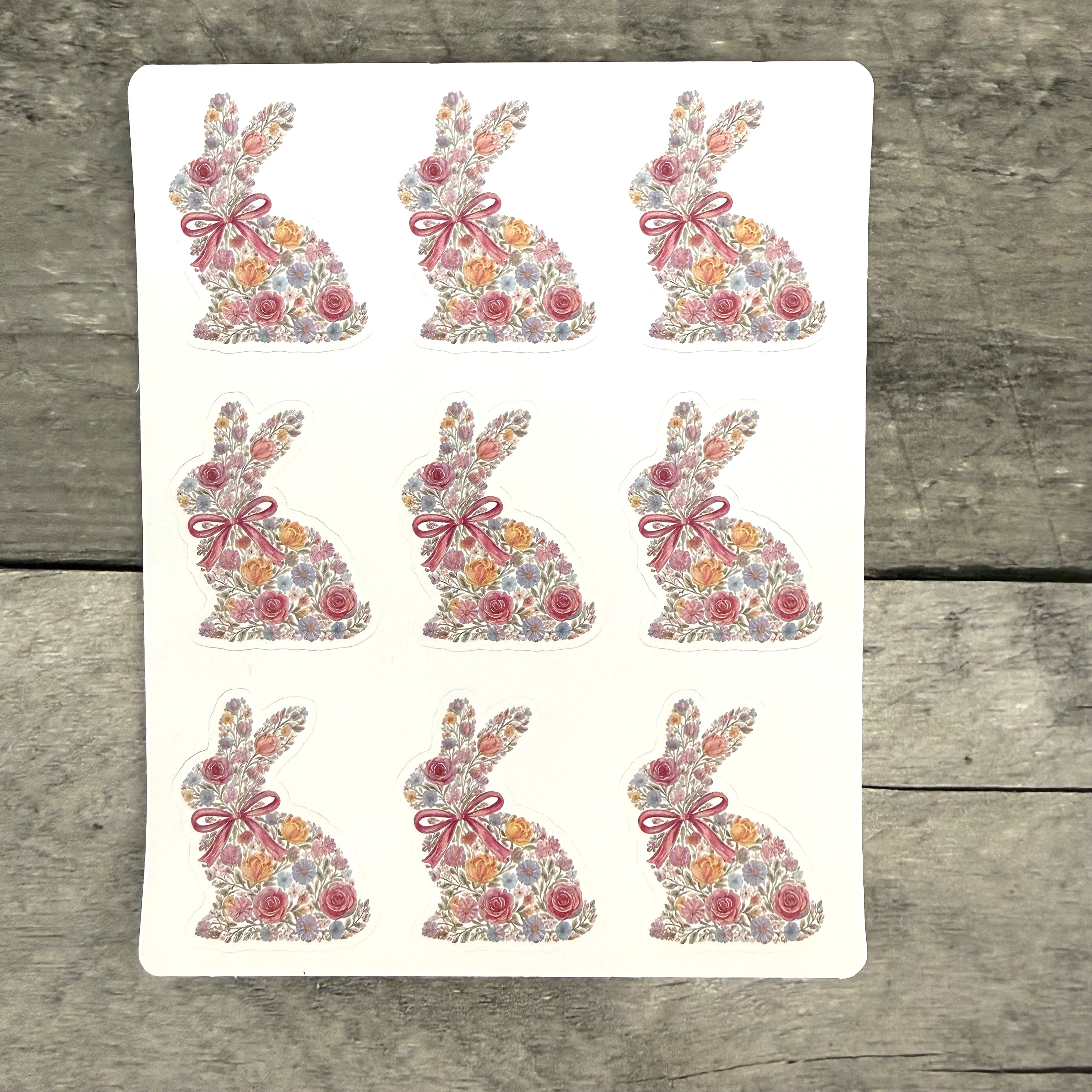 Floral Bunny Stickers (set of 9) from Made By R And R