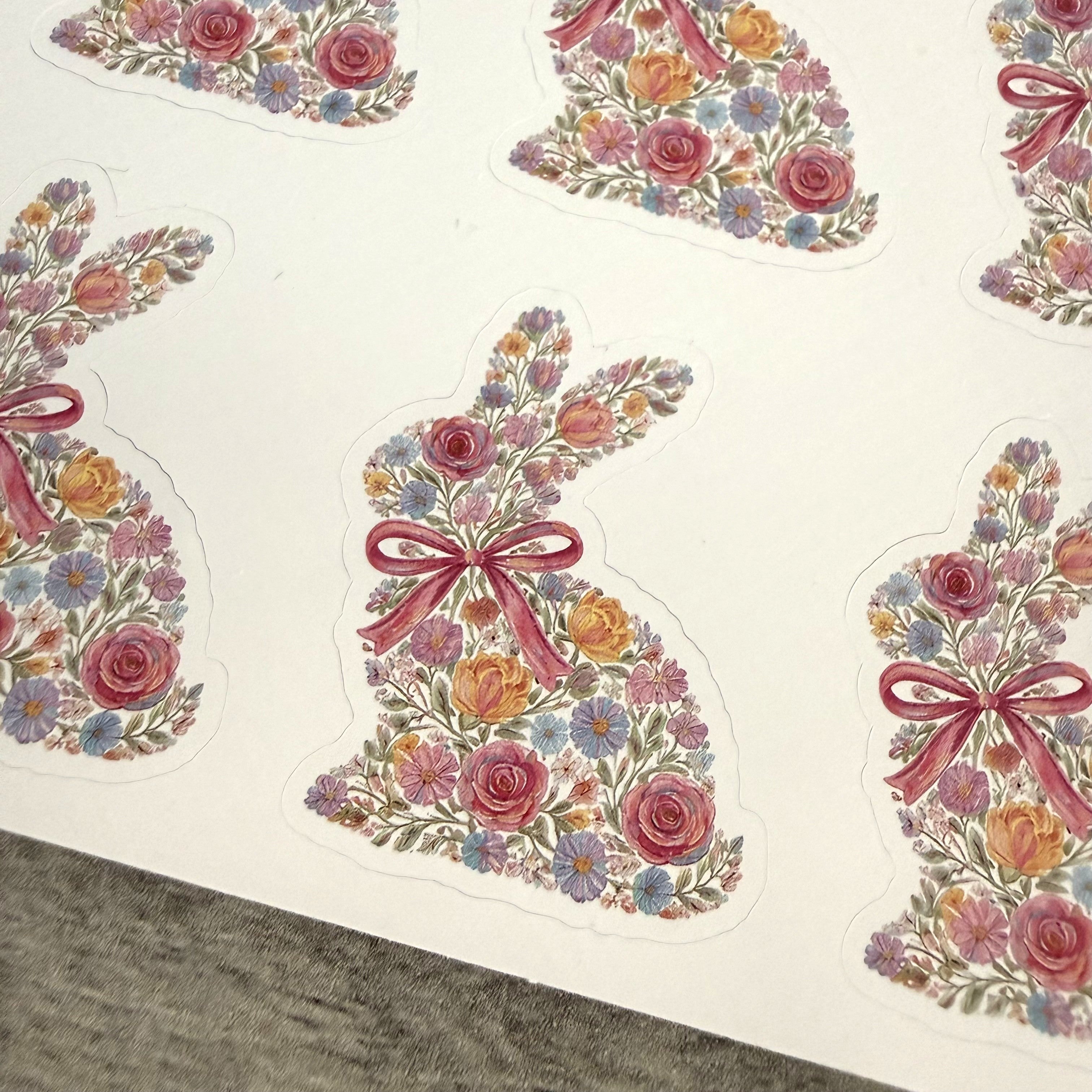 Floral Bunny Stickers (set of 9) from Made By R And R