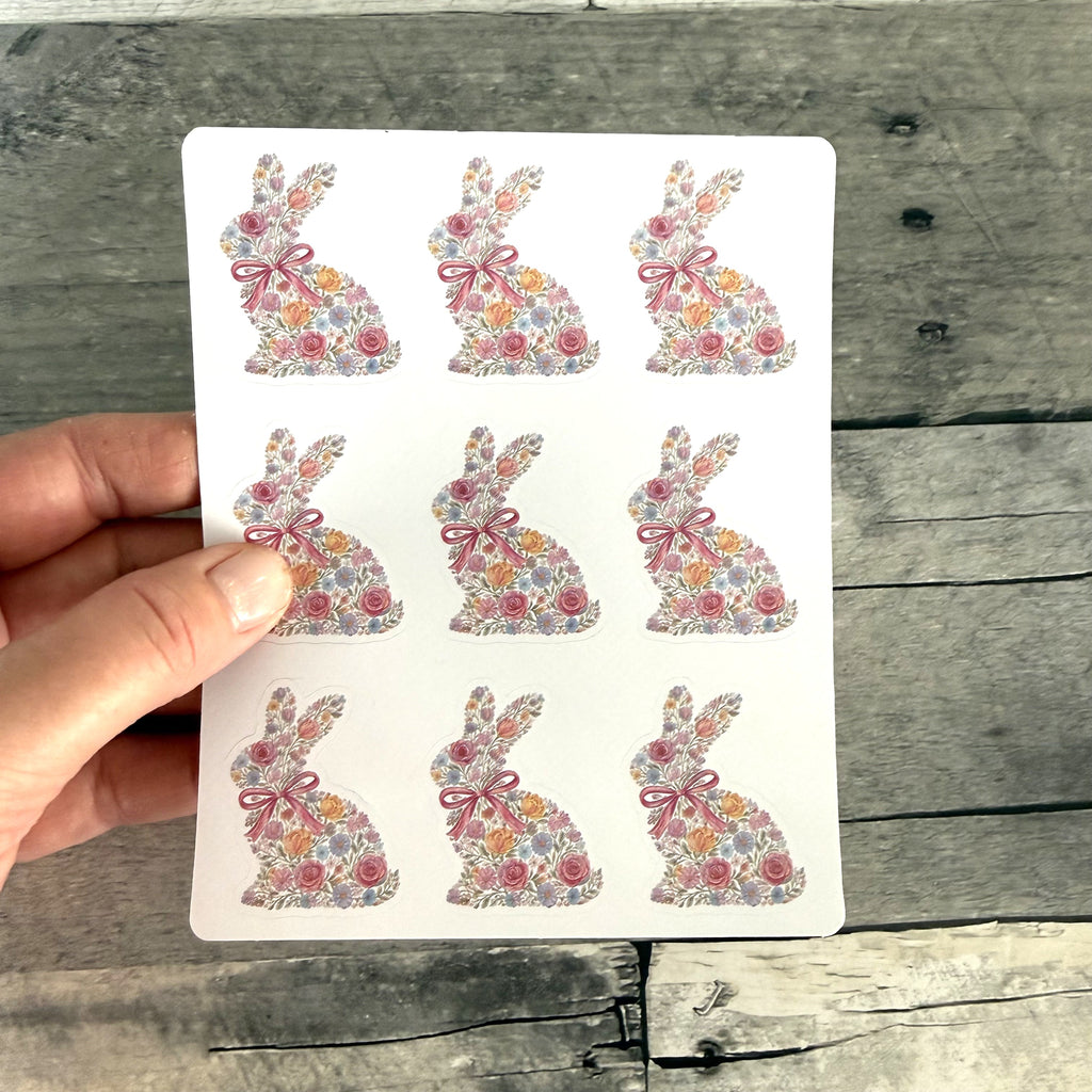 Floral Bunny Stickers (set of 9) from Made By R And R