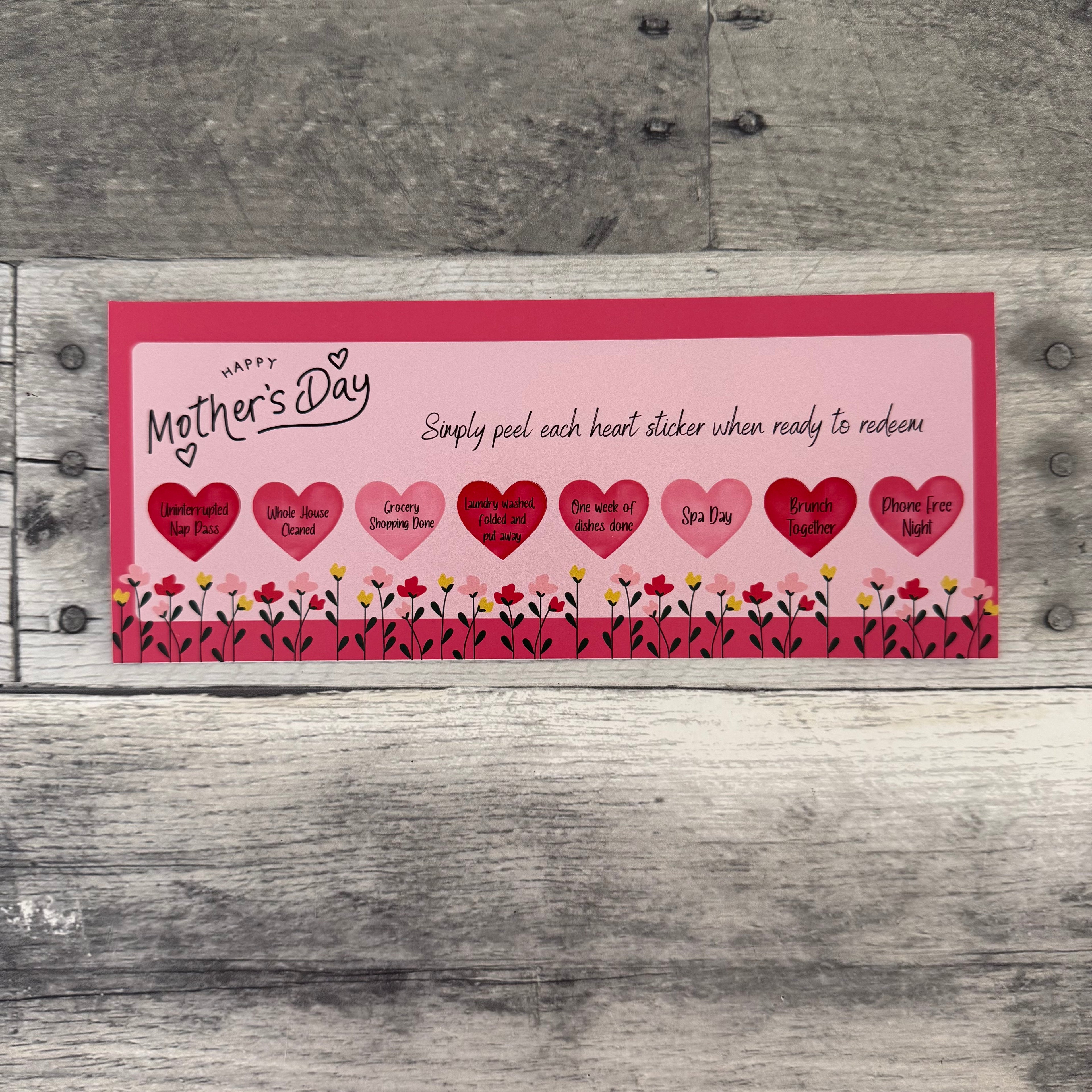 Mother's Day Certificate with Peelable Heart Stickers From Made By R And R