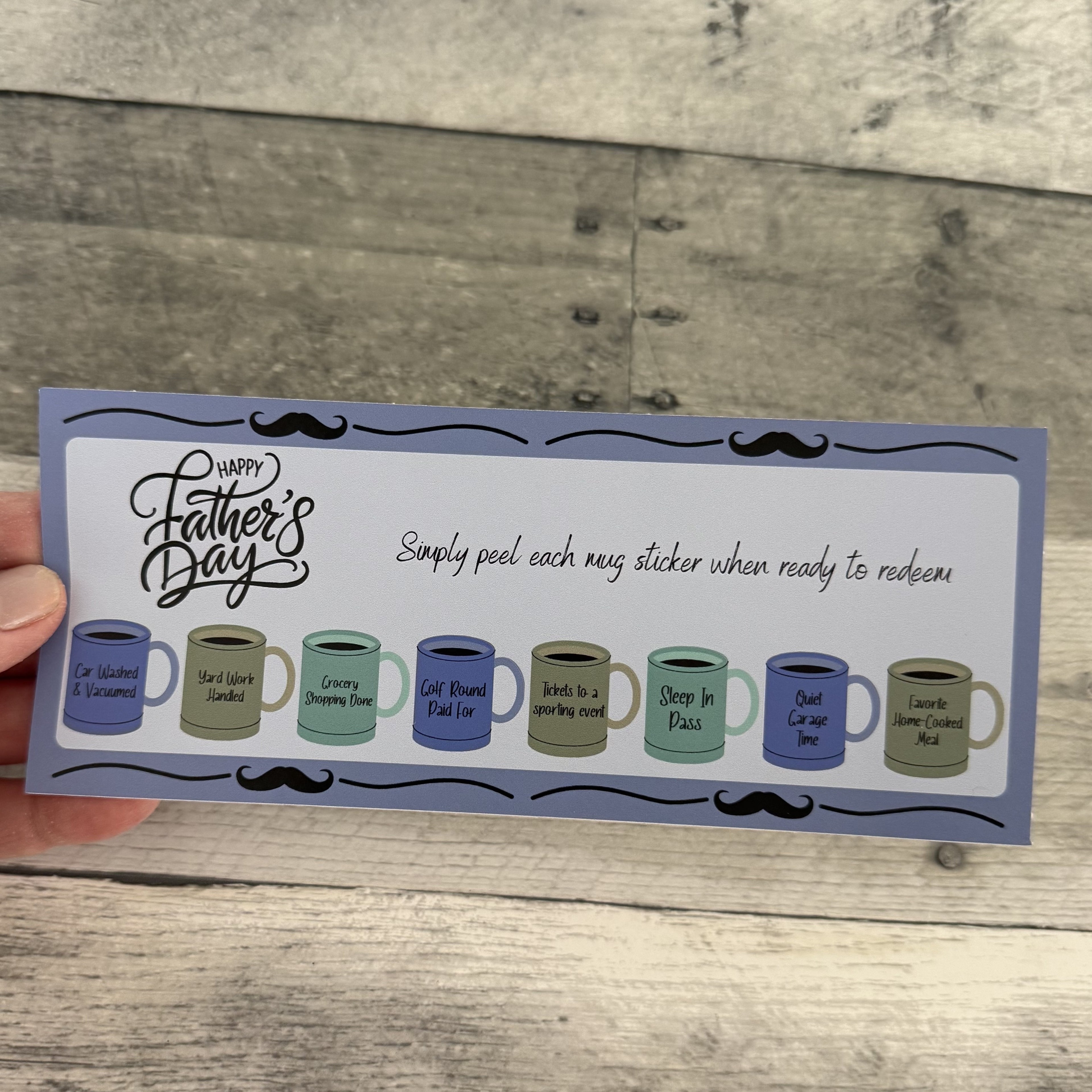 Father's Day Certificate with Peelable Mug Stickers From Made By R And R