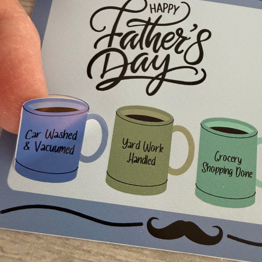 Father's Day Certificate with Peelable Mug Stickers From Made By R And R