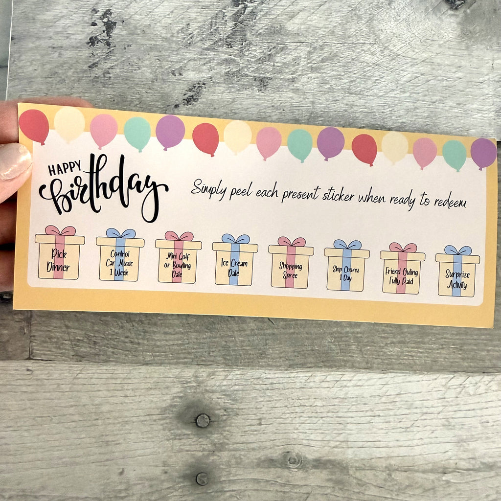 Birthday Certificate For Older Children and Teens with Peelable Present Stickers From Made By R And R