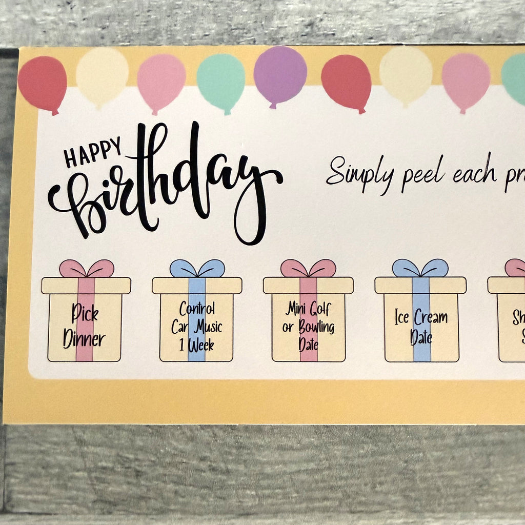 Birthday Certificate For Older Children and Teens with Peelable Present Stickers From Made By R And R