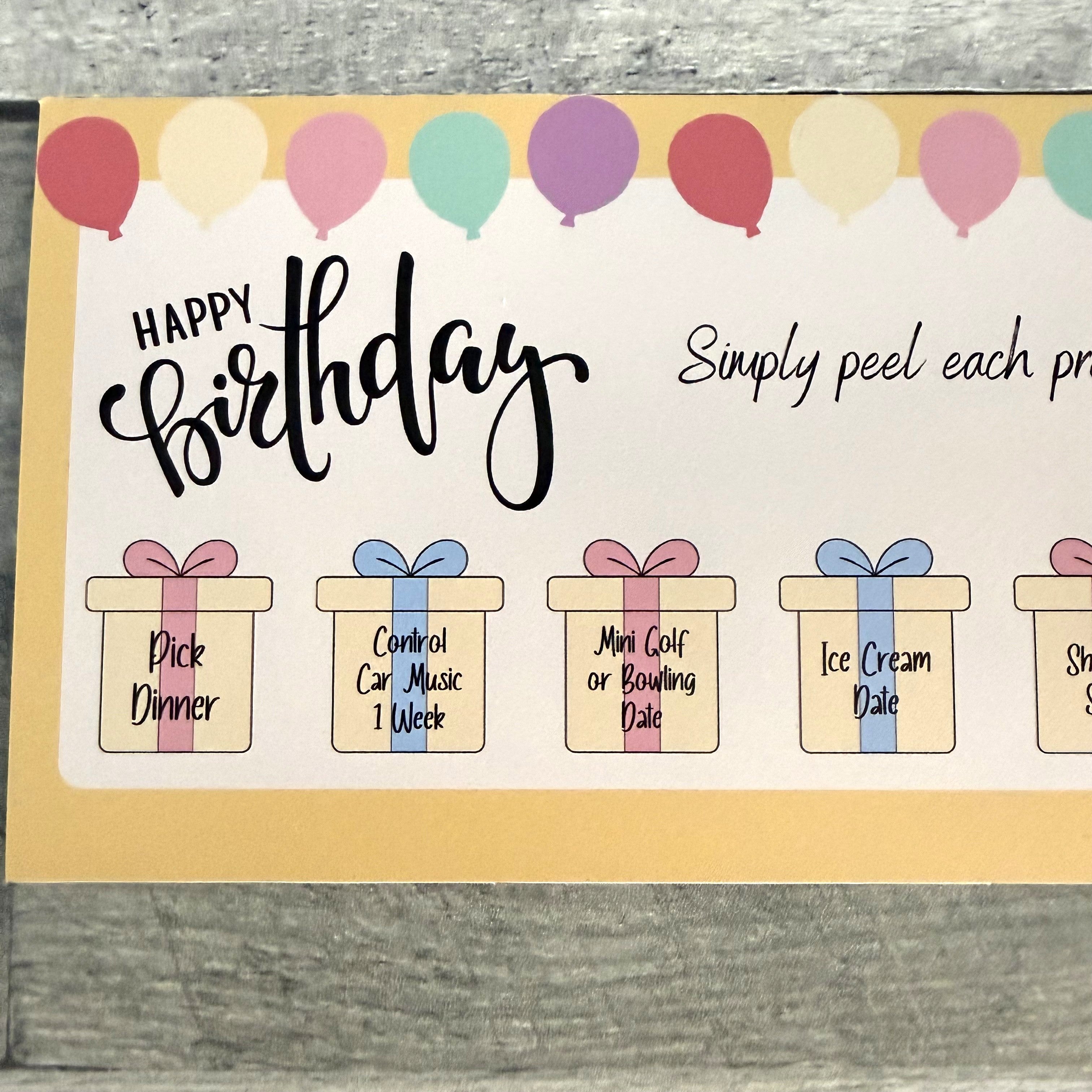 Birthday Certificate For Older Children and Teens with Peelable Present Stickers From Made By R And R