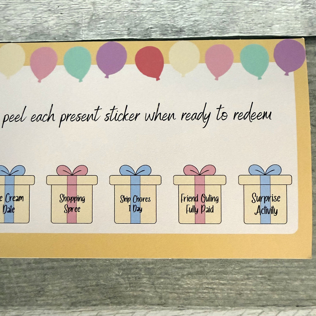 Birthday Certificate For Older Children and Teens with Peelable Present Stickers From Made By R And R