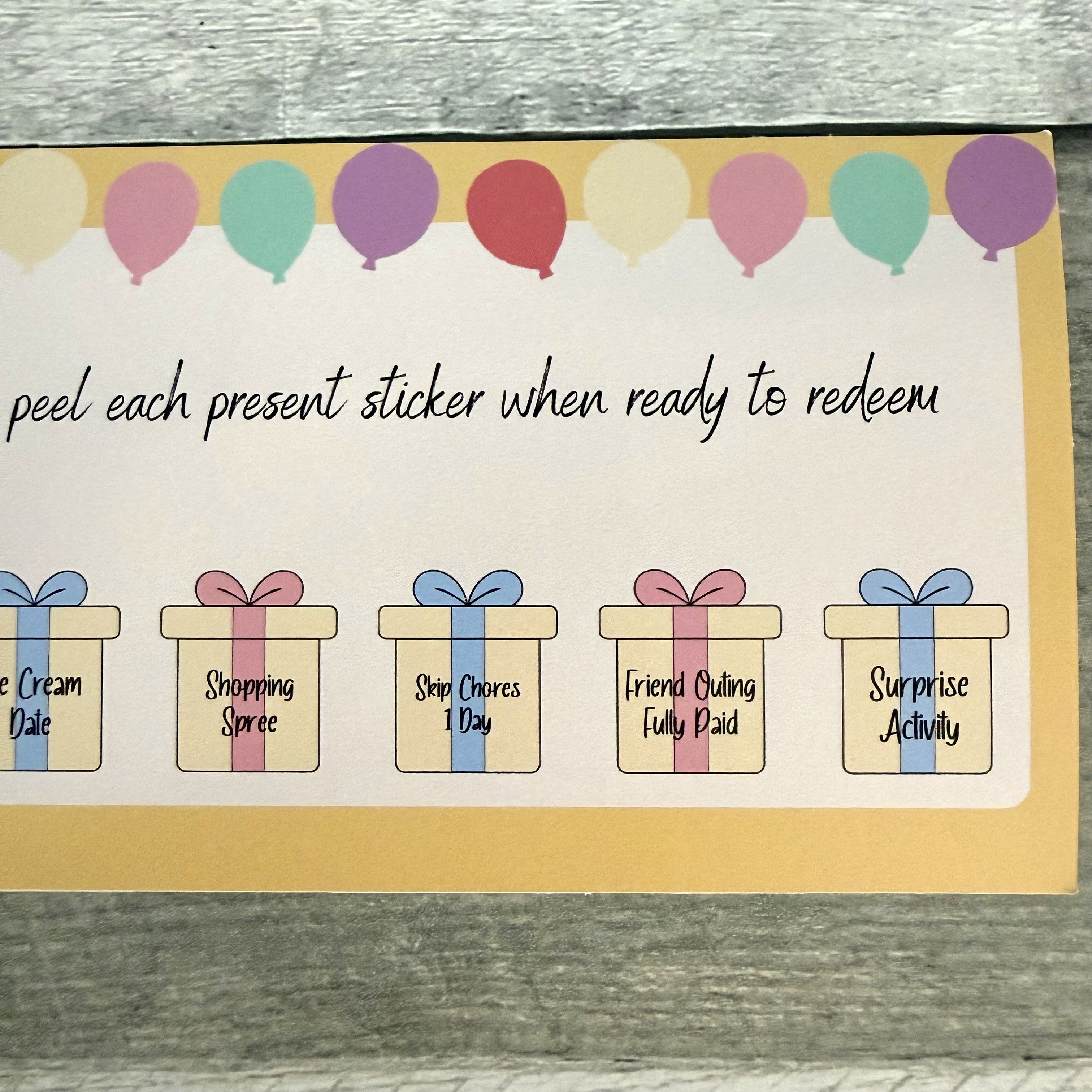 Birthday Certificate For Older Children and Teens with Peelable Present Stickers From Made By R And R