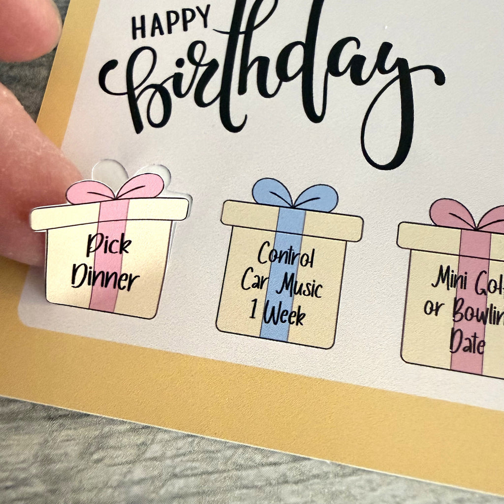 Birthday Certificate For Older Children and Teens with Peelable Present Stickers From Made By R And R