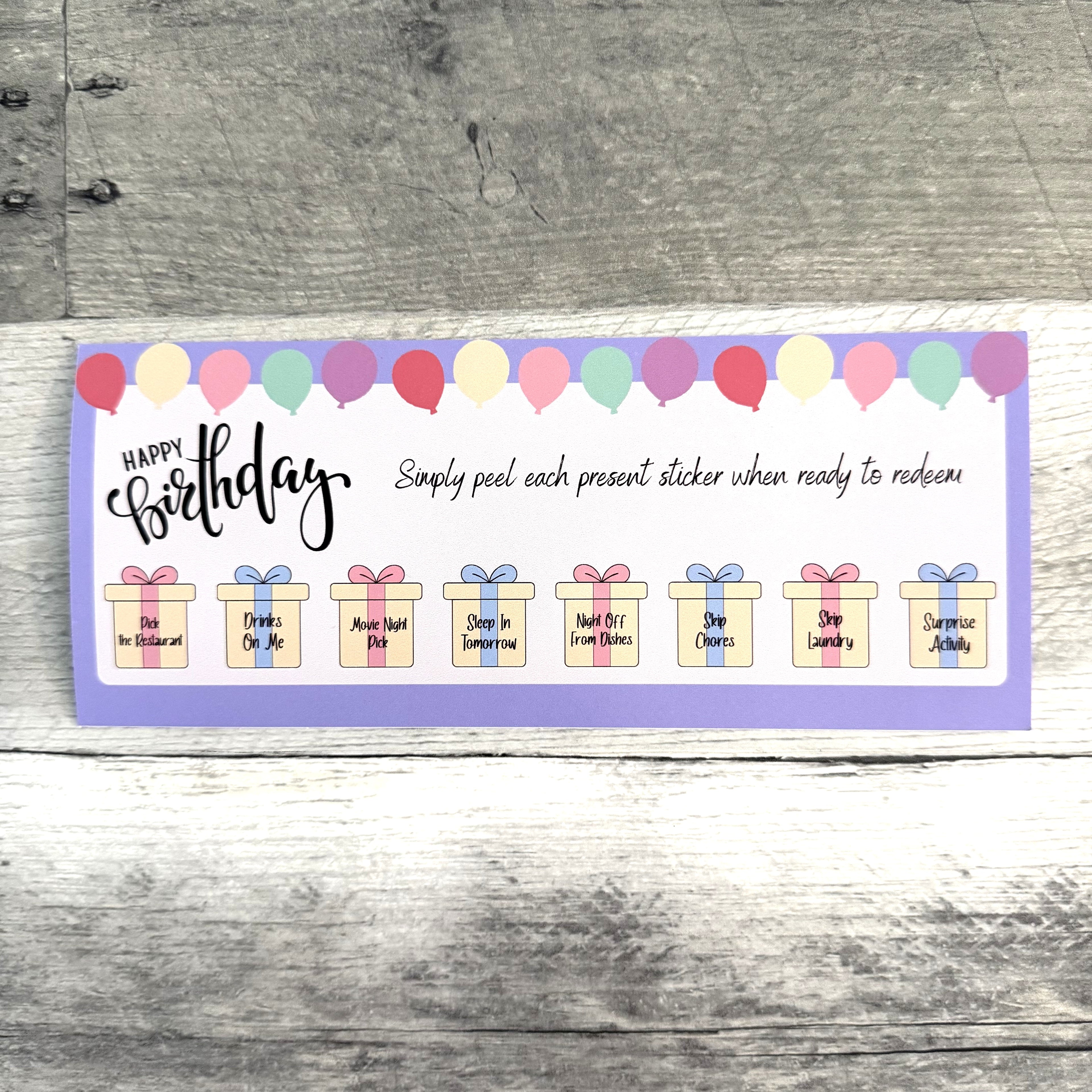 Birthday Certificate For Adults with Peelable Present Stickers From Made By R And R