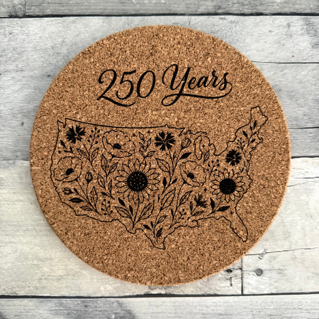 Floral America 250 Years Cork Trivet