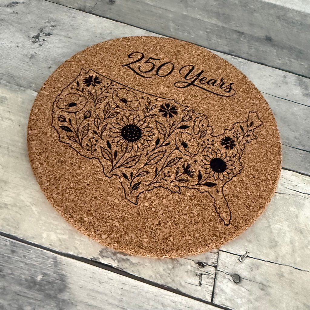 Floral America 250 Years Cork Trivet
