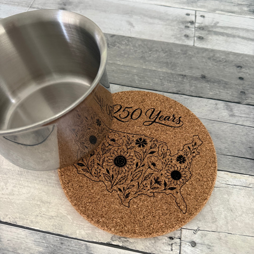 Floral America 250 Years Cork Trivet