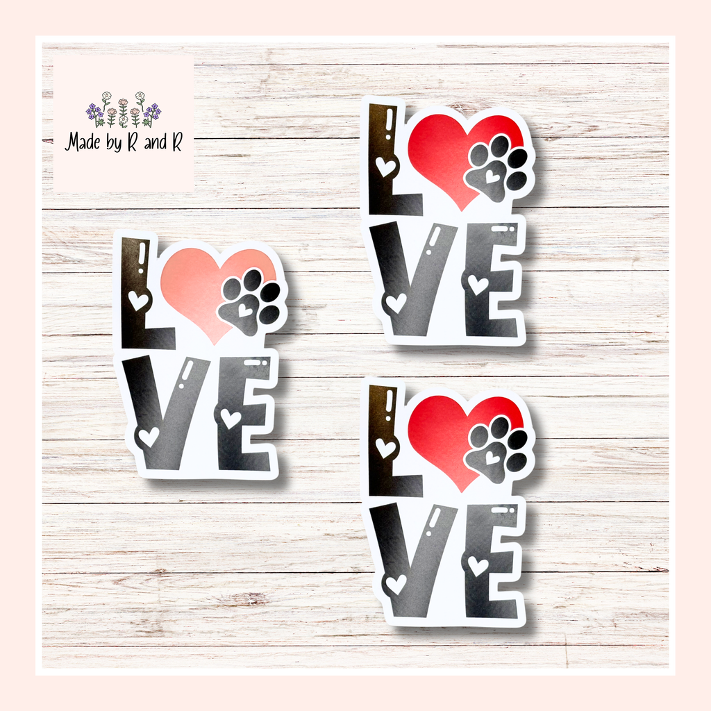 Love With Paw Print Sticker (Set of 3) From Made By R And R