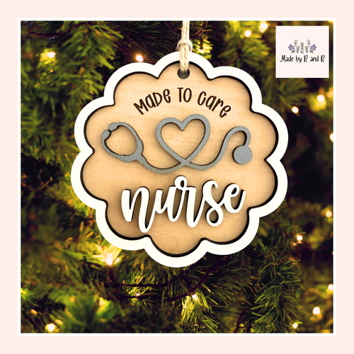 Made To Care RN or Nurse Wood Ornament From Made By R And R