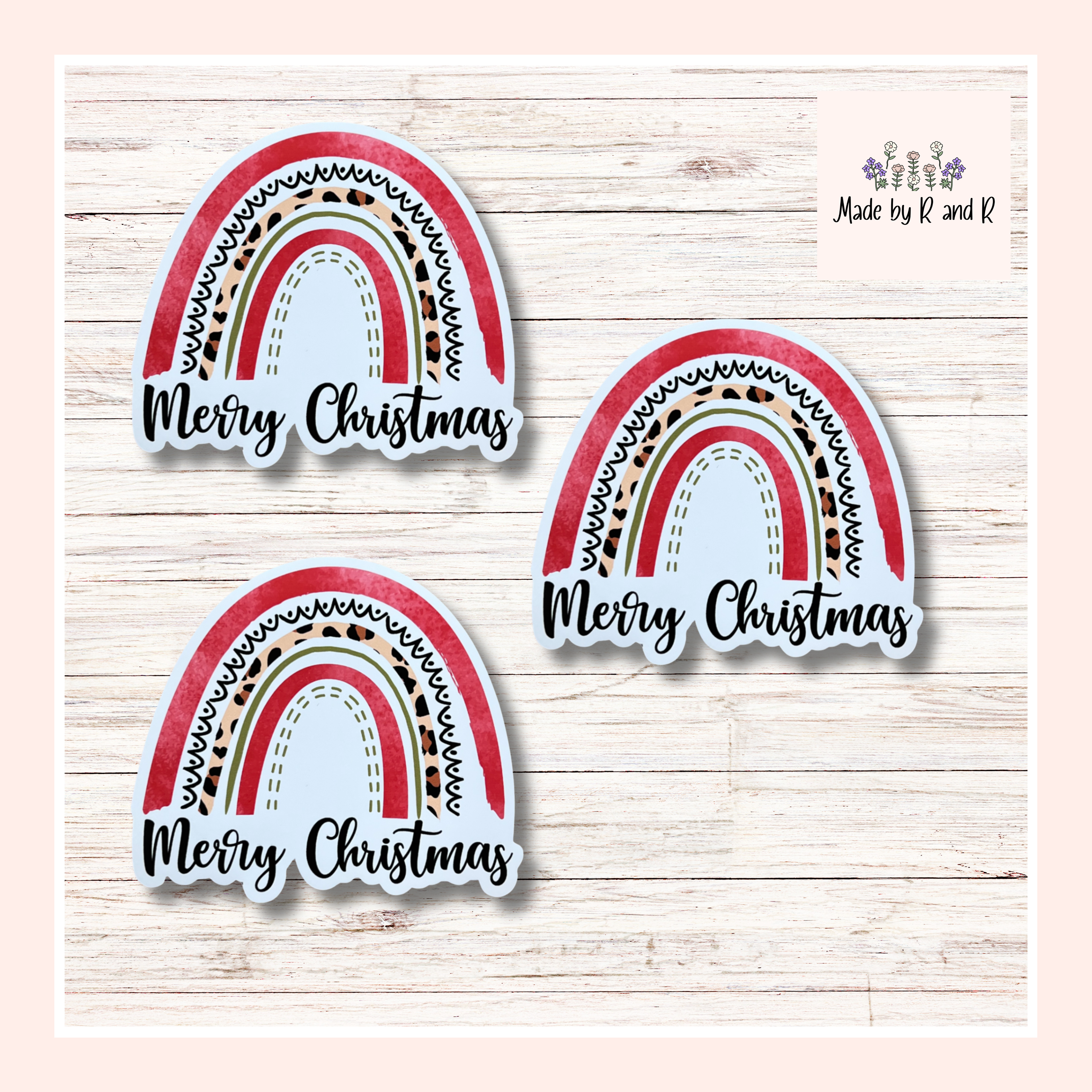 Merry Christmas Rainbow Sticker Set of 3