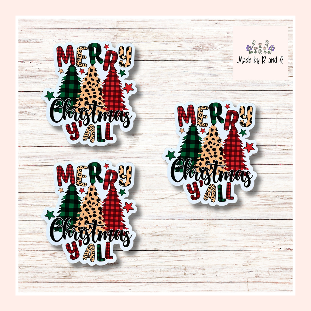 Merry Christmas Y'all Sticker Set of 3