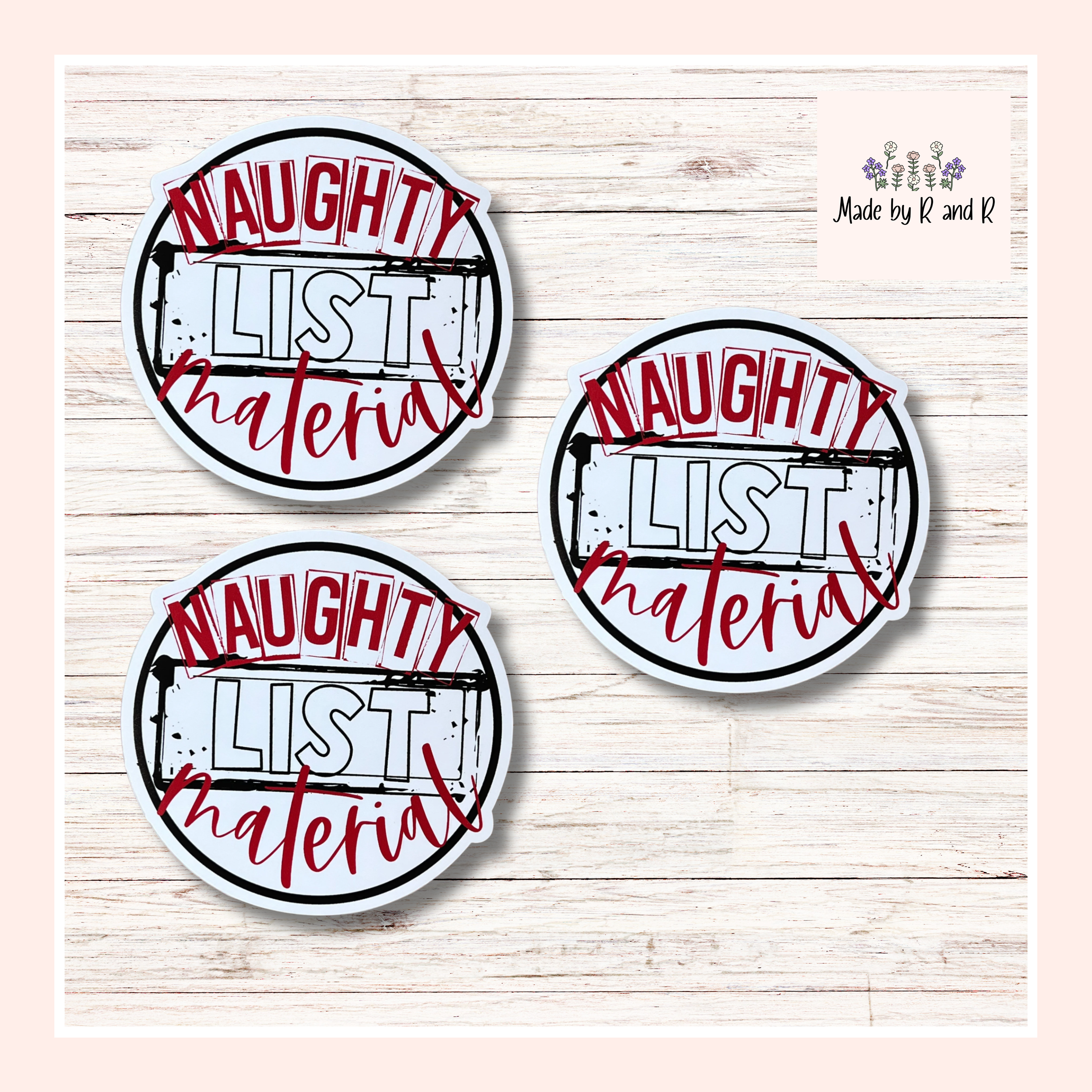 Naughty List Material Sticker Set of 3