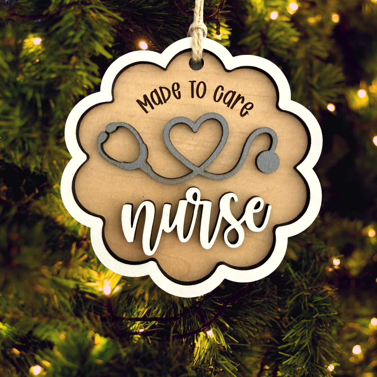 Made To Care RN or Nurse Wood Ornament From Made By R And R