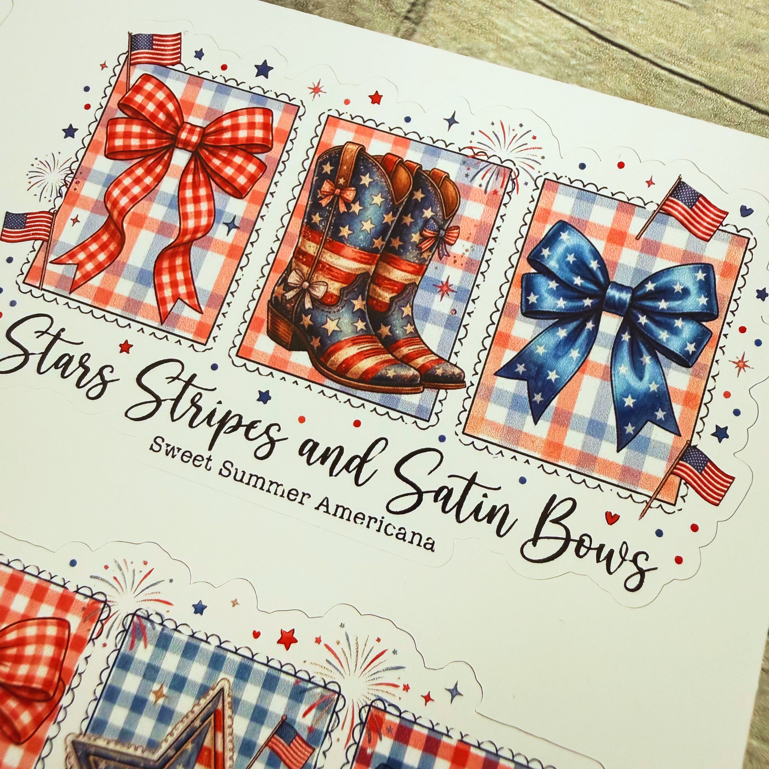 Patriotic Boots and Bows Stickers (set of 4)