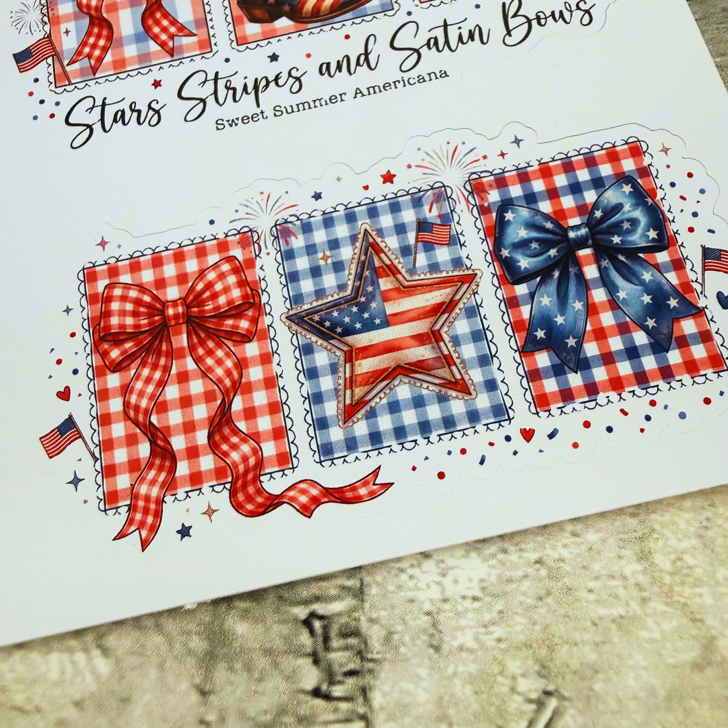 Patriotic Boots and Bows Stickers (set of 4)