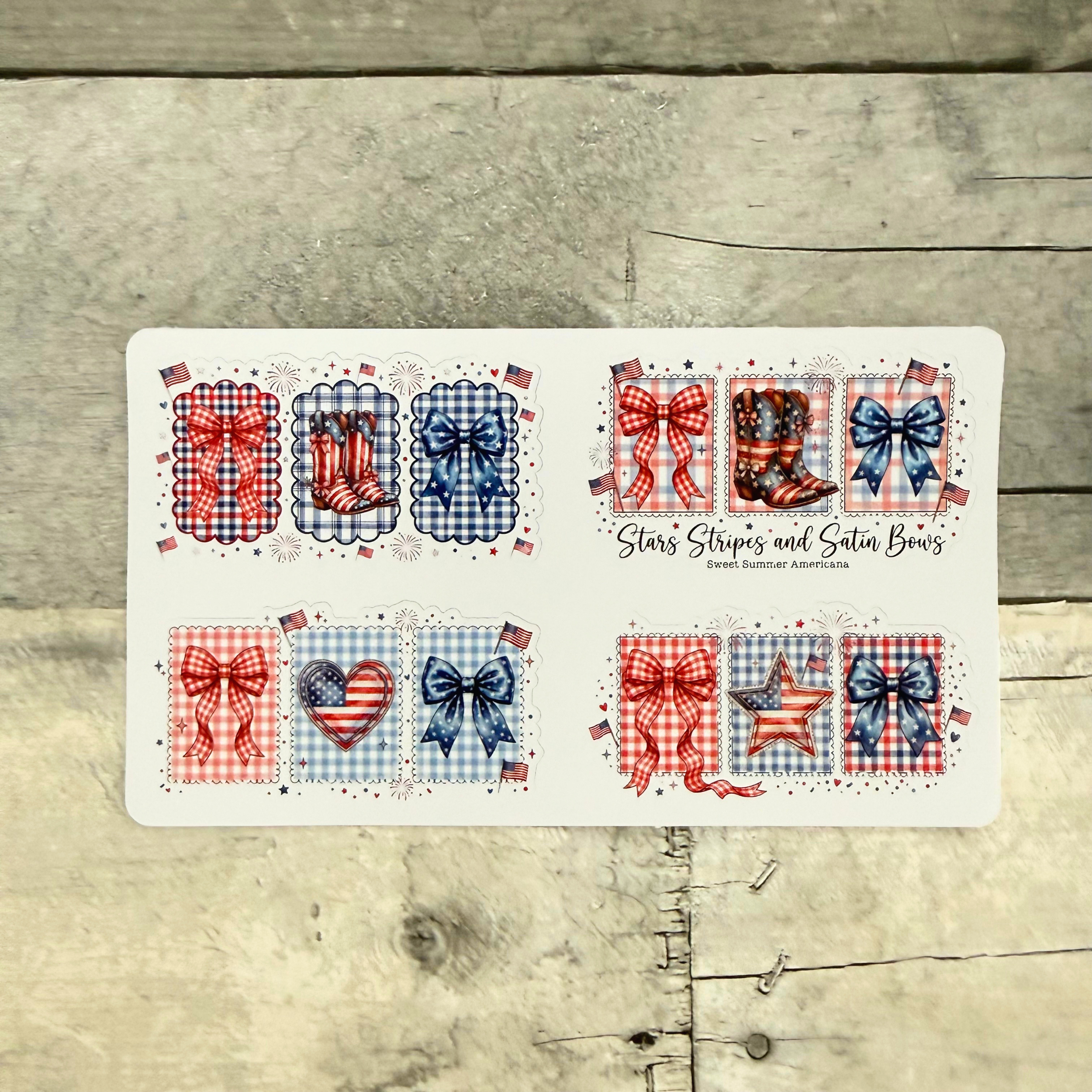 Patriotic Boots and Bows Stickers (set of 4)