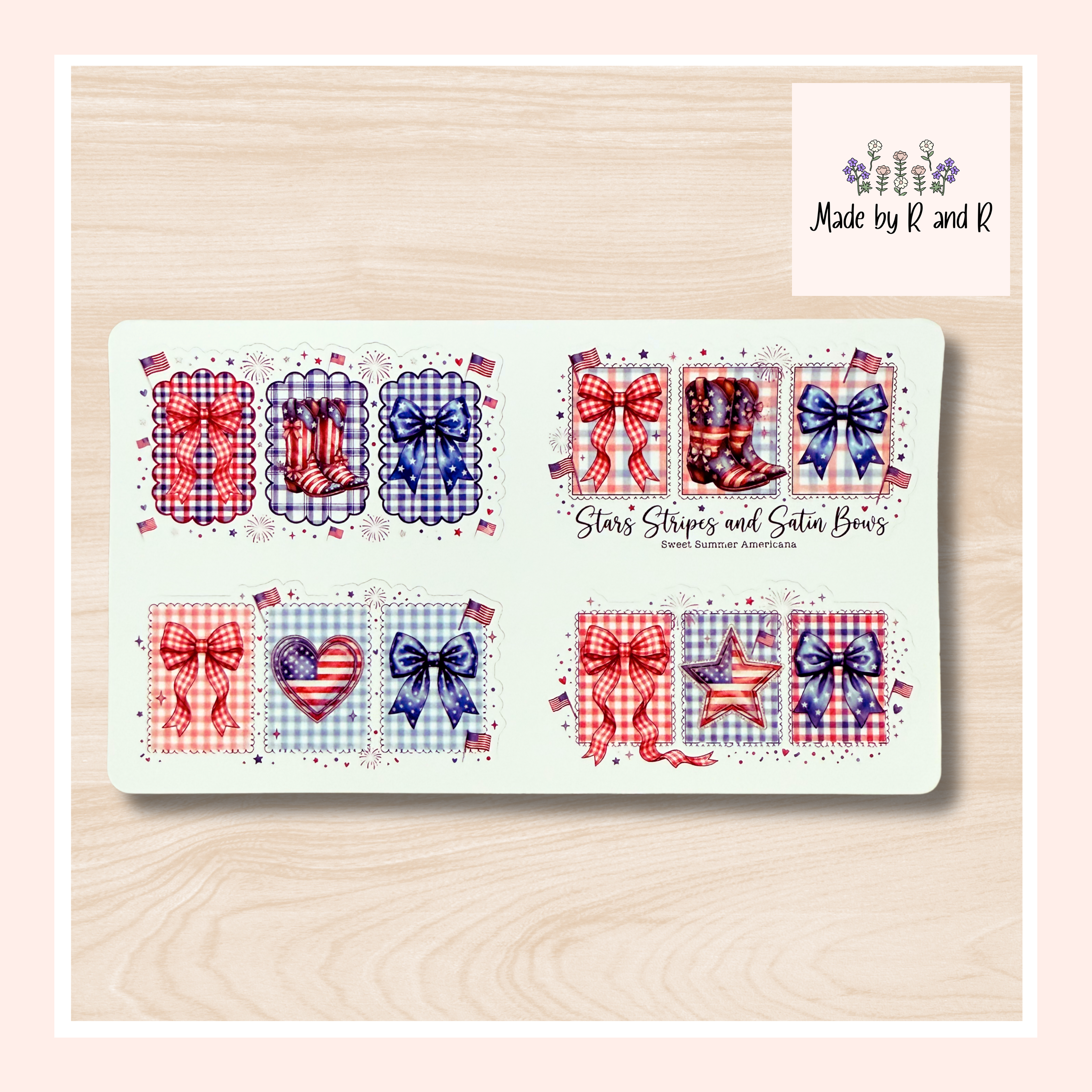 Patriotic Boots and Bows Stickers (set of 4)
