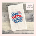 Stars Stripes and Summer Nights Embroidered Kitchen Dish Towel