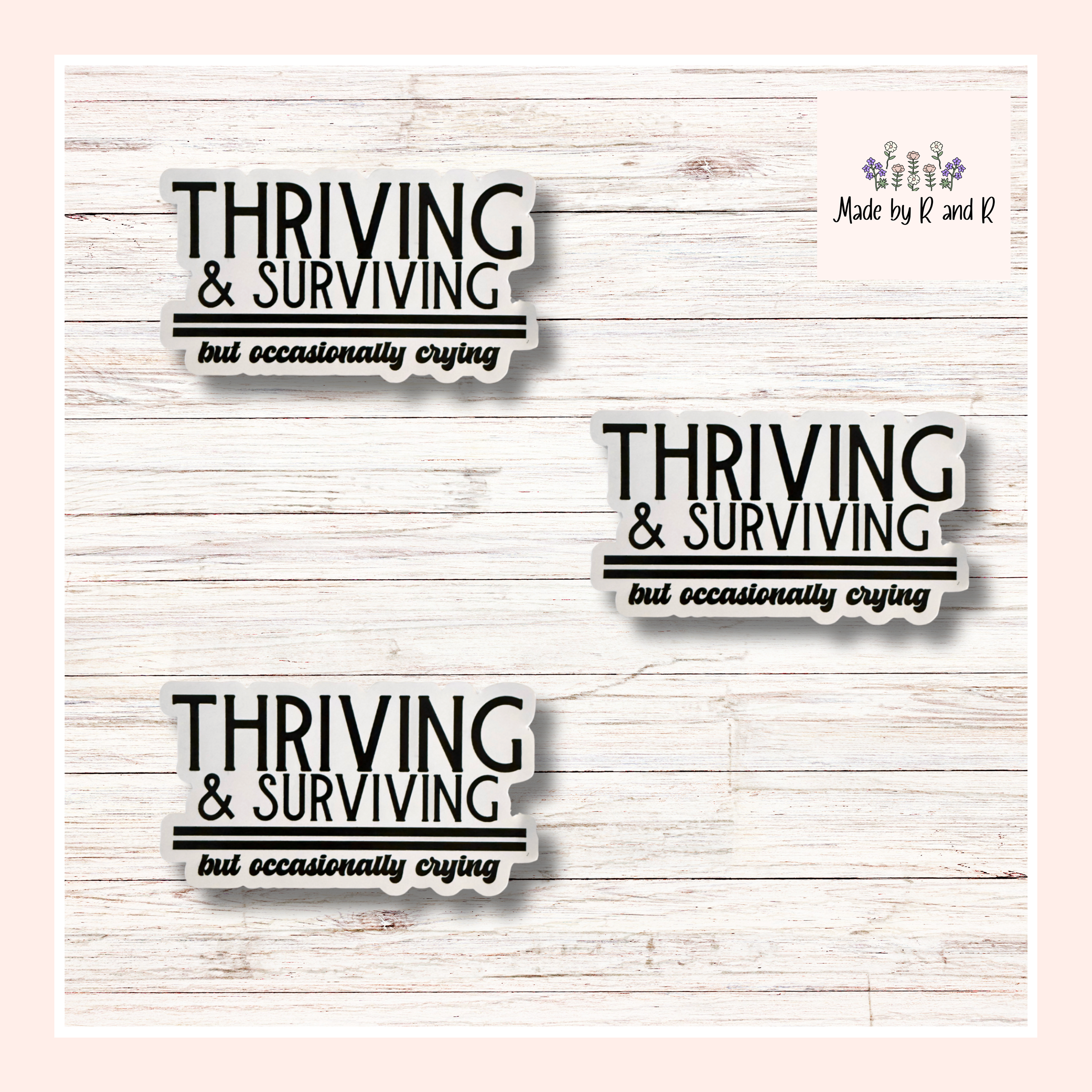 Thriving and Surviving But Occasionally Crying Sticker (Set of 3)