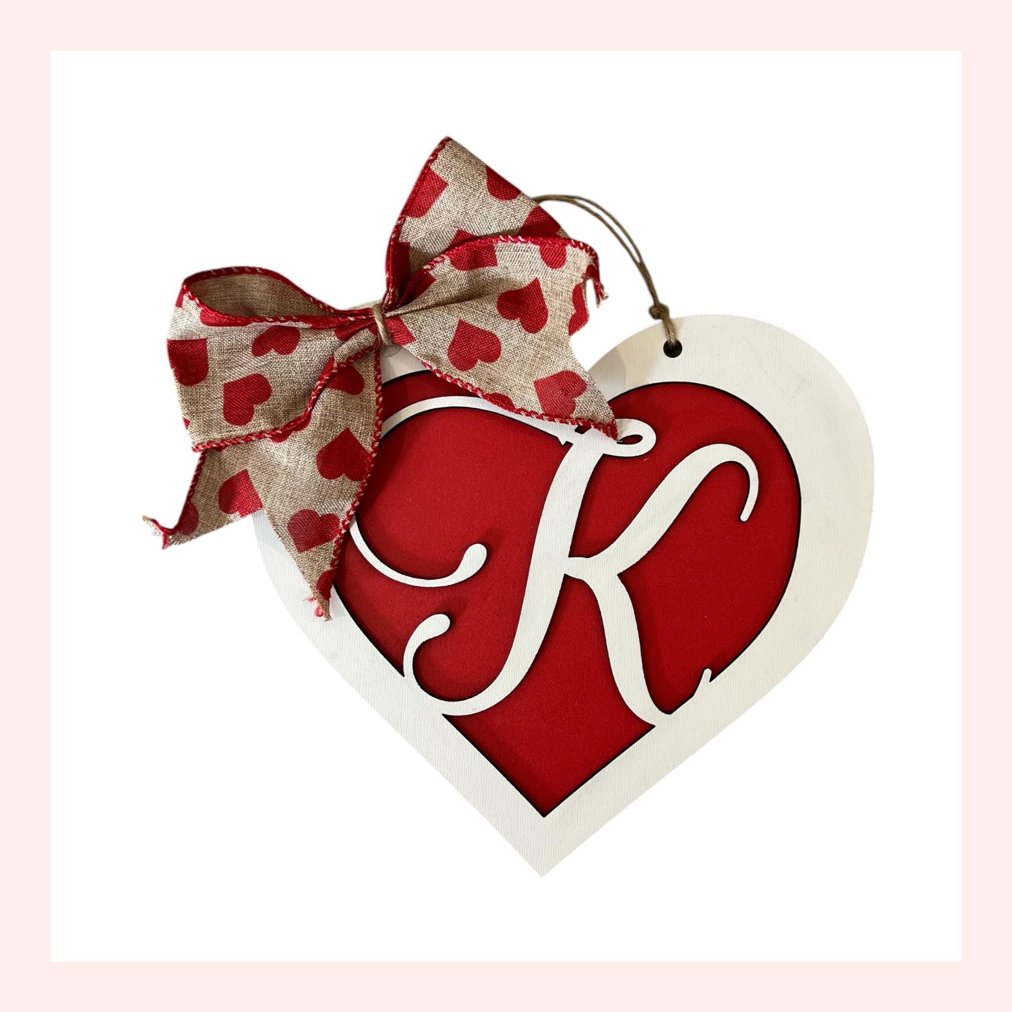 Monogram Heart Wood Sign