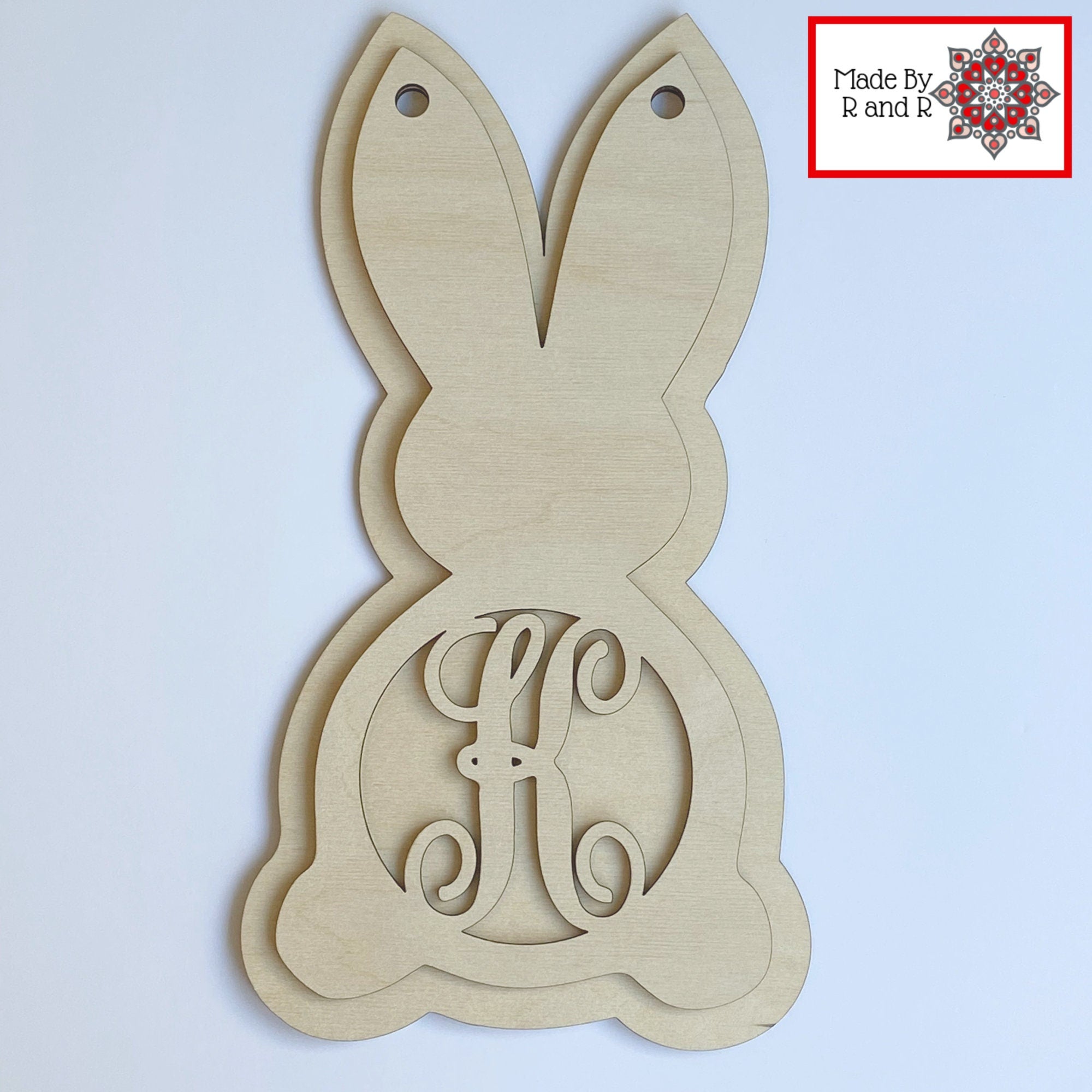 Monogram Bunny Sign Unpainted Wood Cut Outs