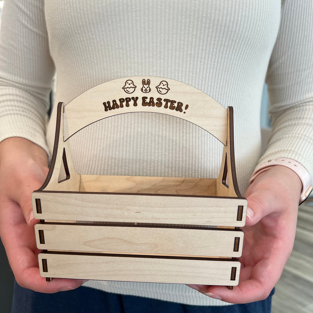 Wood Emoji Easter Basket