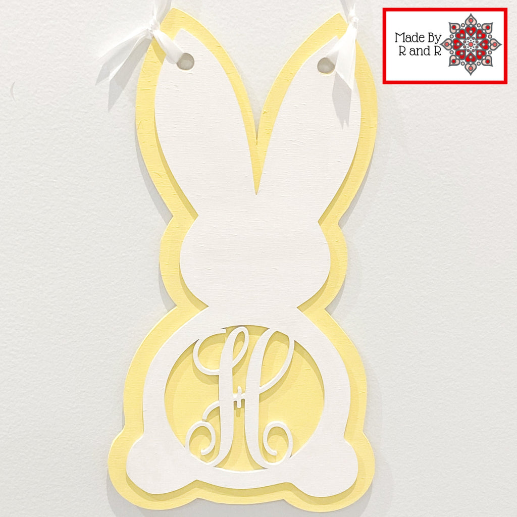 Monogram Bunny Sign Unpainted Wood Cut Outs
