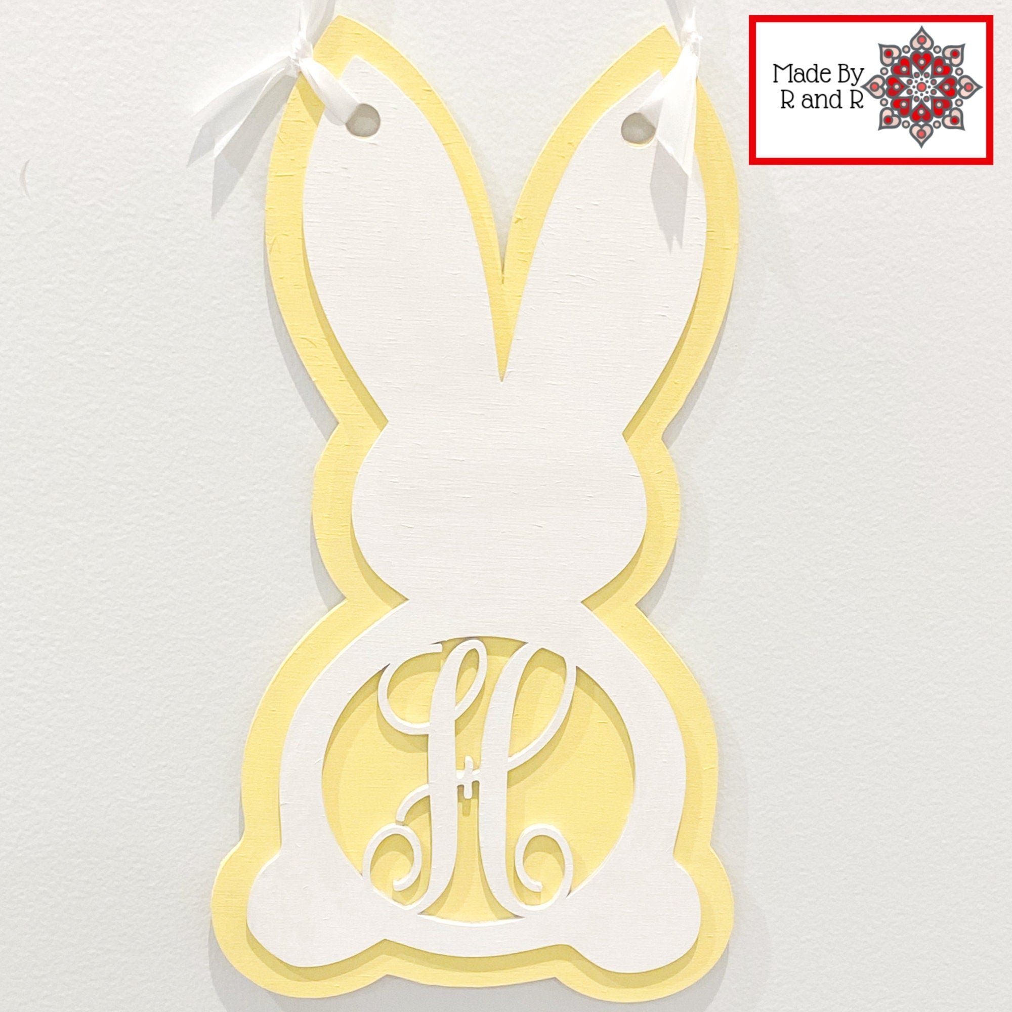 Monogram Bunny Sign Unpainted Wood Cut Outs