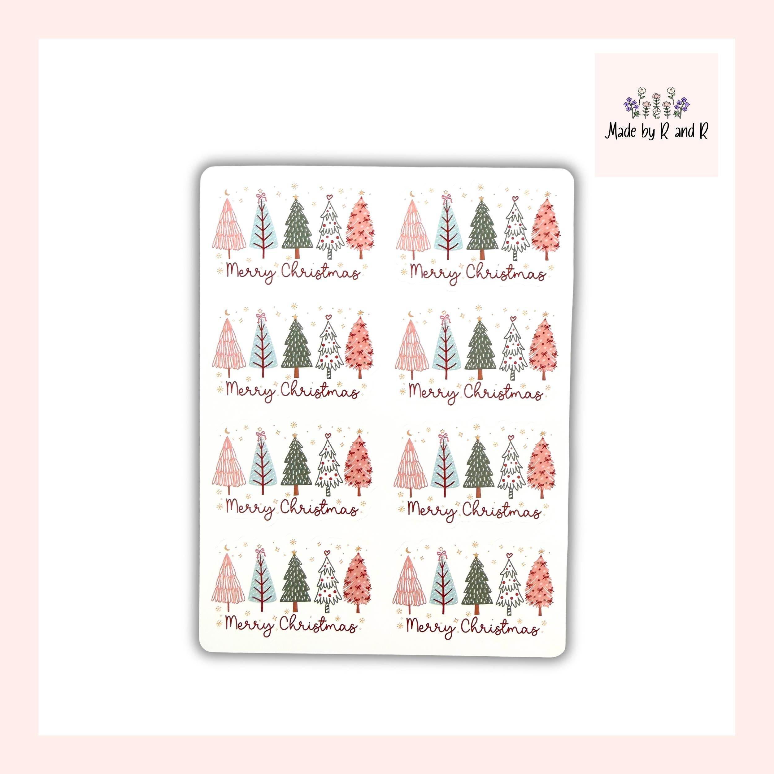 Merry Christmas Tree Stickers (set of 8)