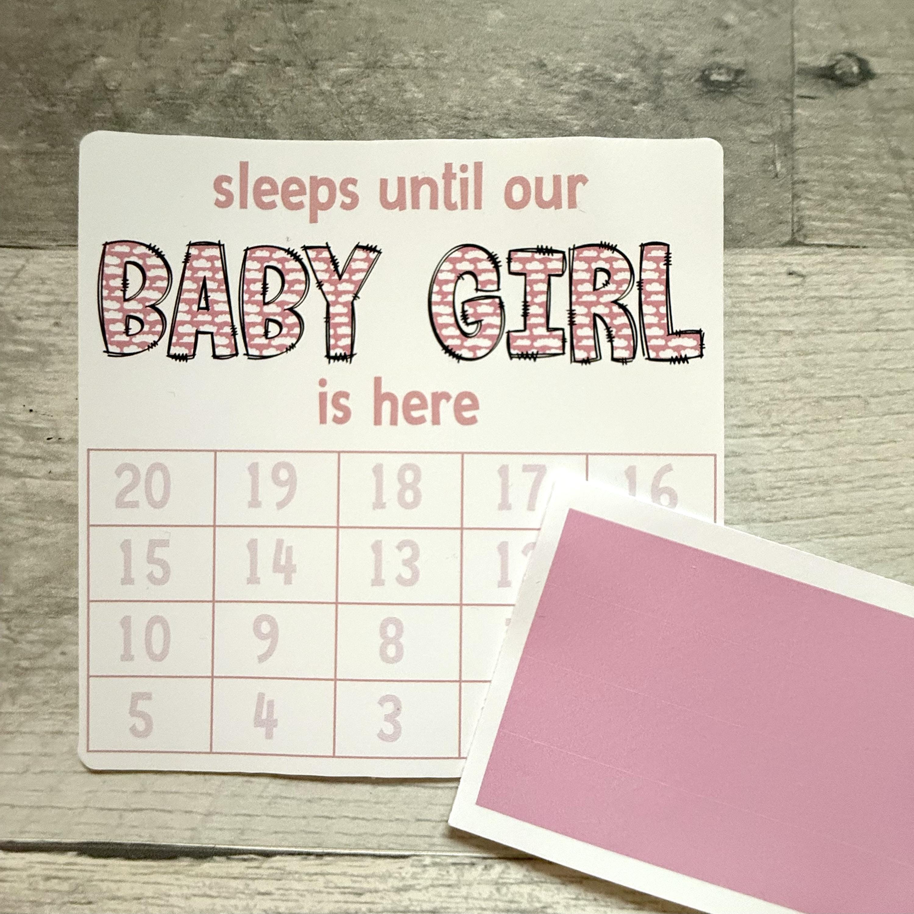Sleeps Until Our Baby Girl Is Here Small Countdown Sticker
