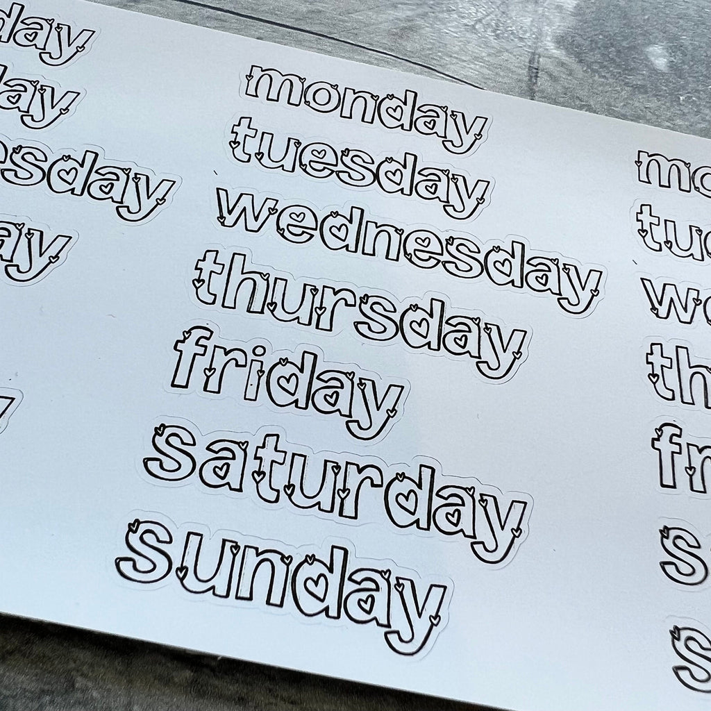 Love Days of the Week Planner Stickers