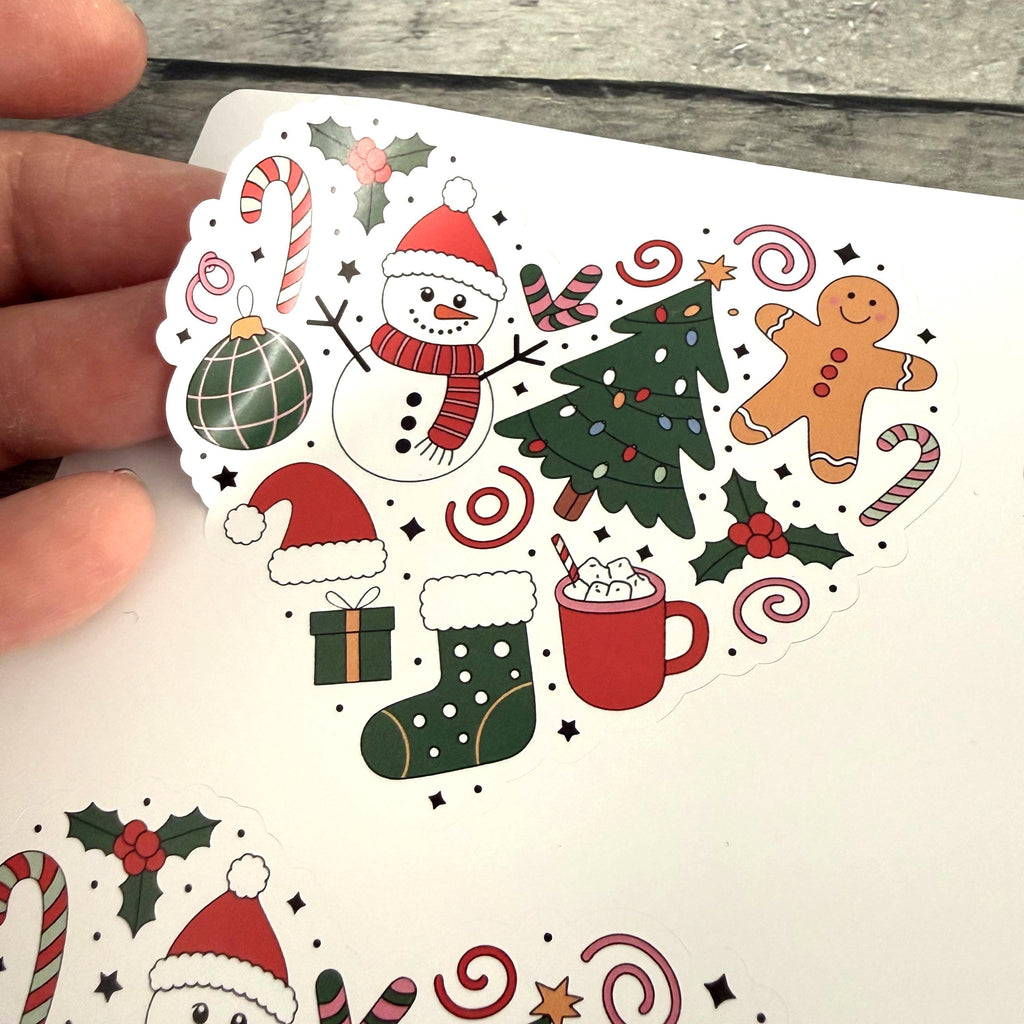 Christmas Heart Stickers (set of 4)