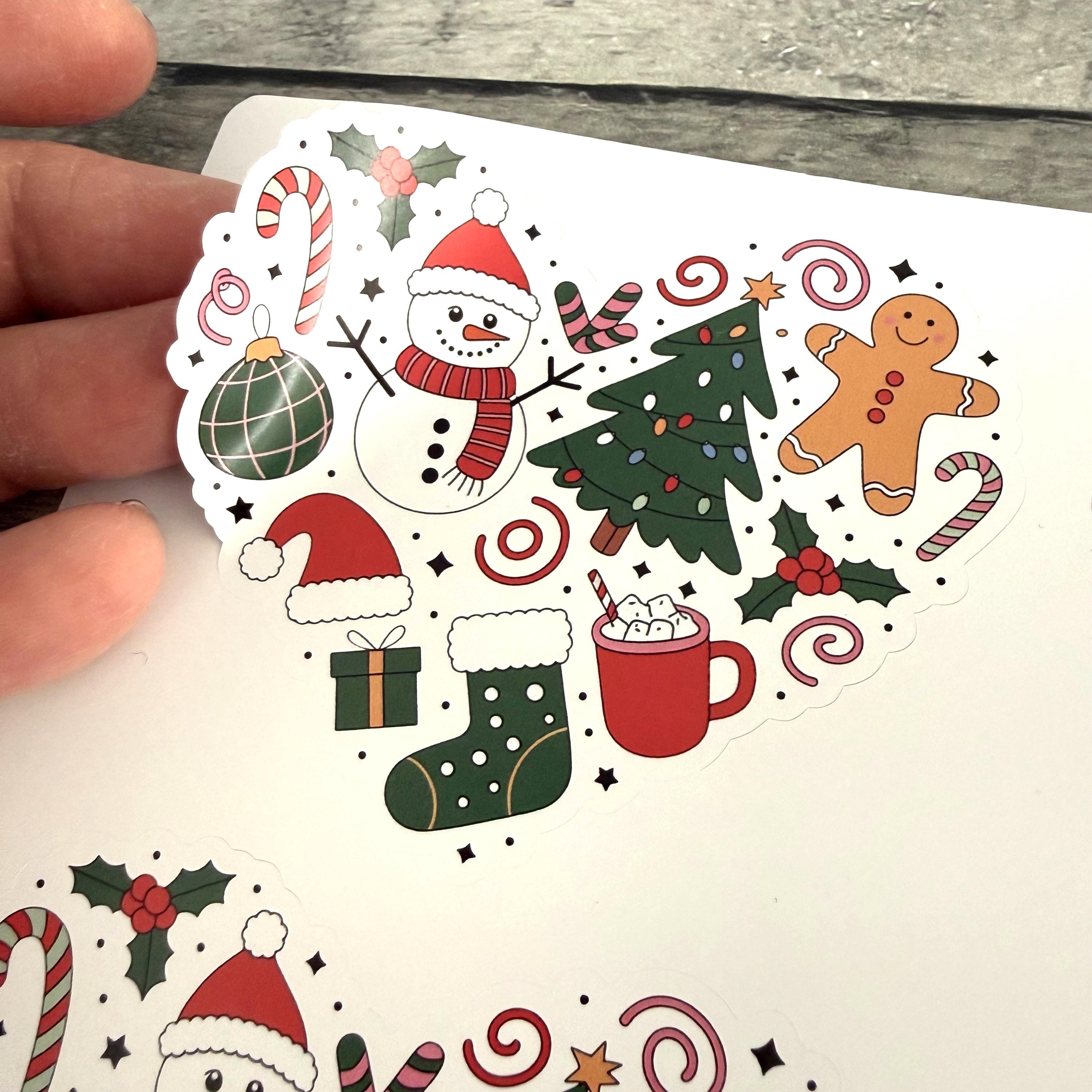 Christmas Heart Stickers (set of 4)