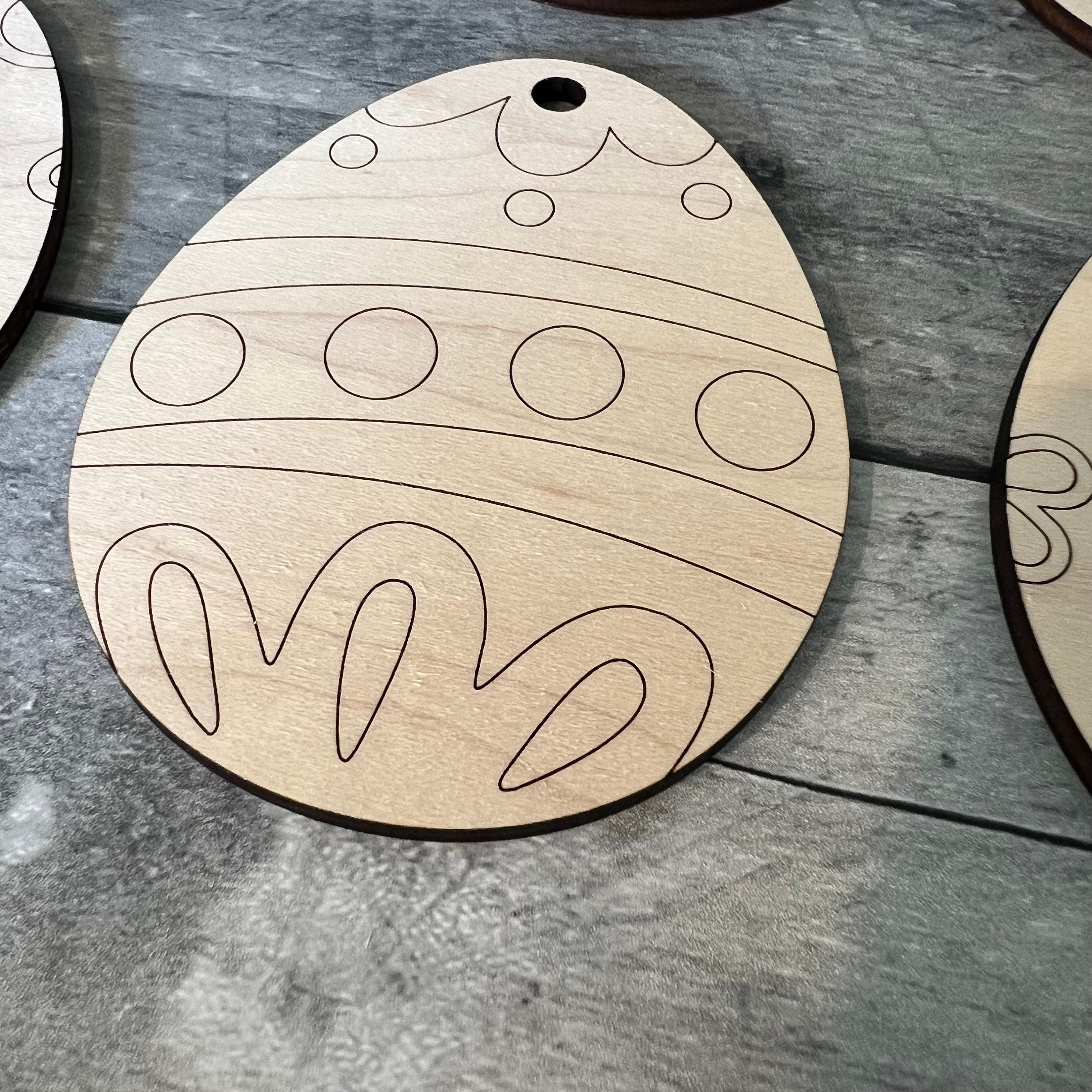 Wood Easter Egg Ornaments For Coloring (Set of 6)