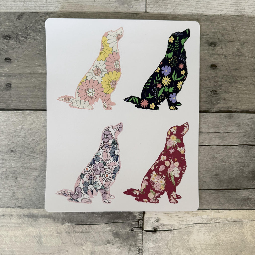 Floral Golden Retriever Stickers (set of 4)