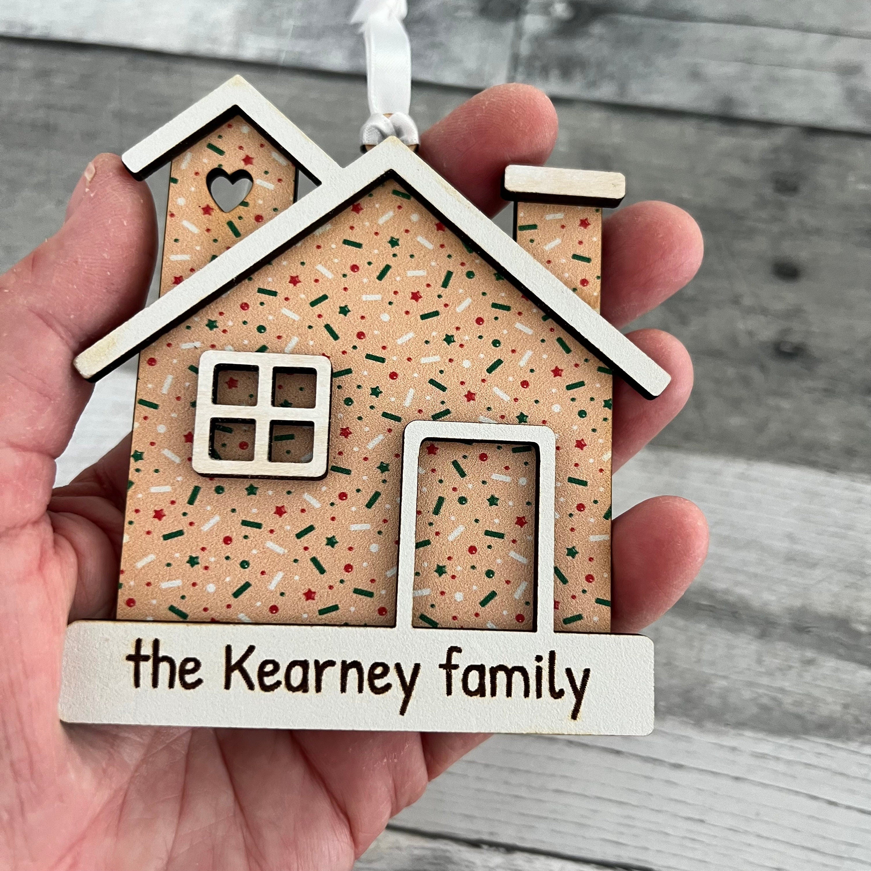 Personalized Family Name Gingerbread House Ornament