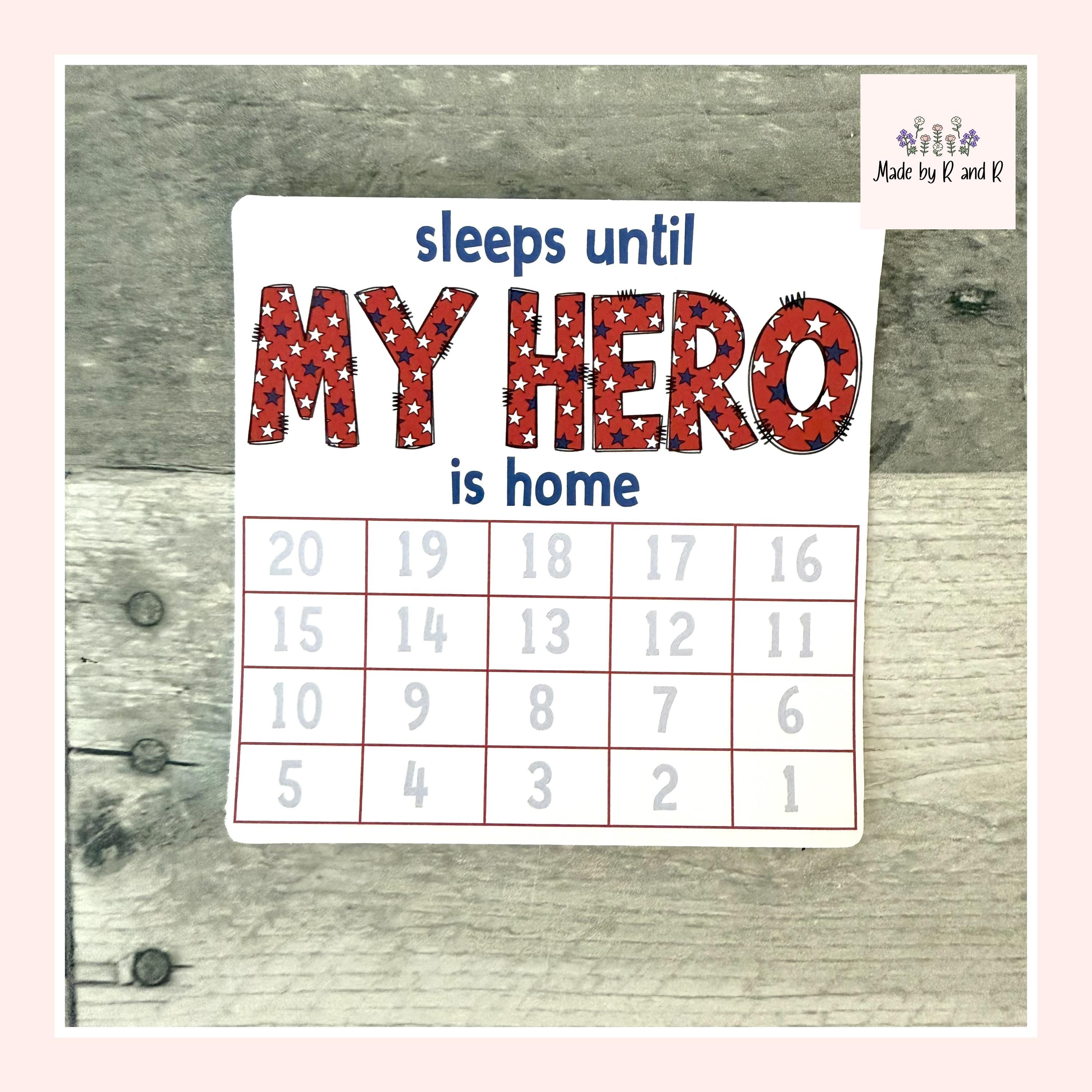 Sleeps Until My Hero Is Home Small Countdown Sticker