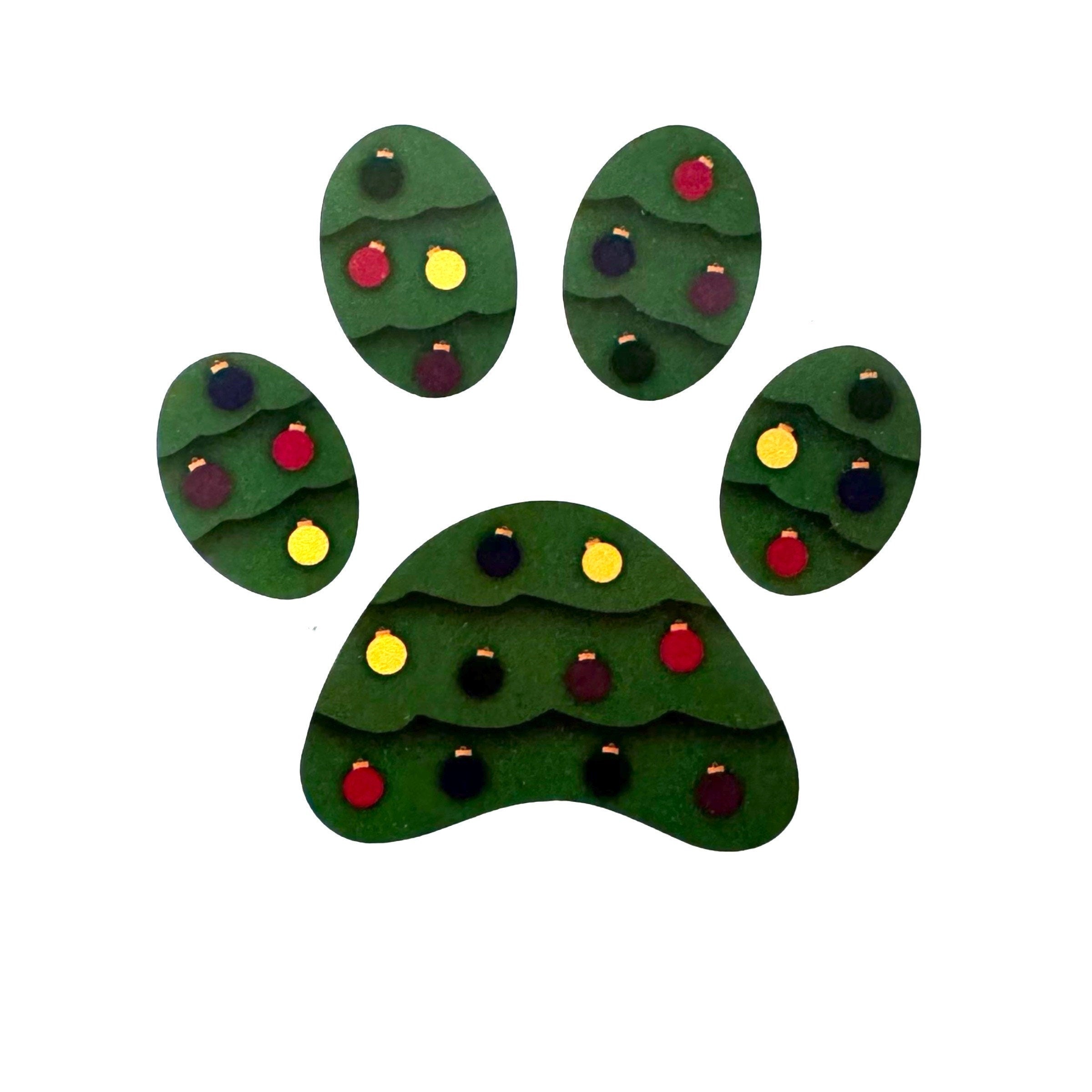 Christmas Tree Paw Print Sticker